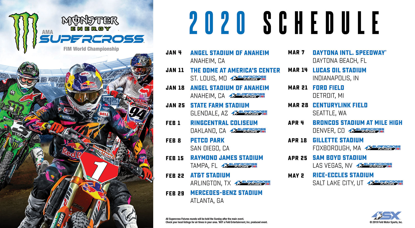 2020 Monster Energy Supercross Series Schedule - Swapmoto Live