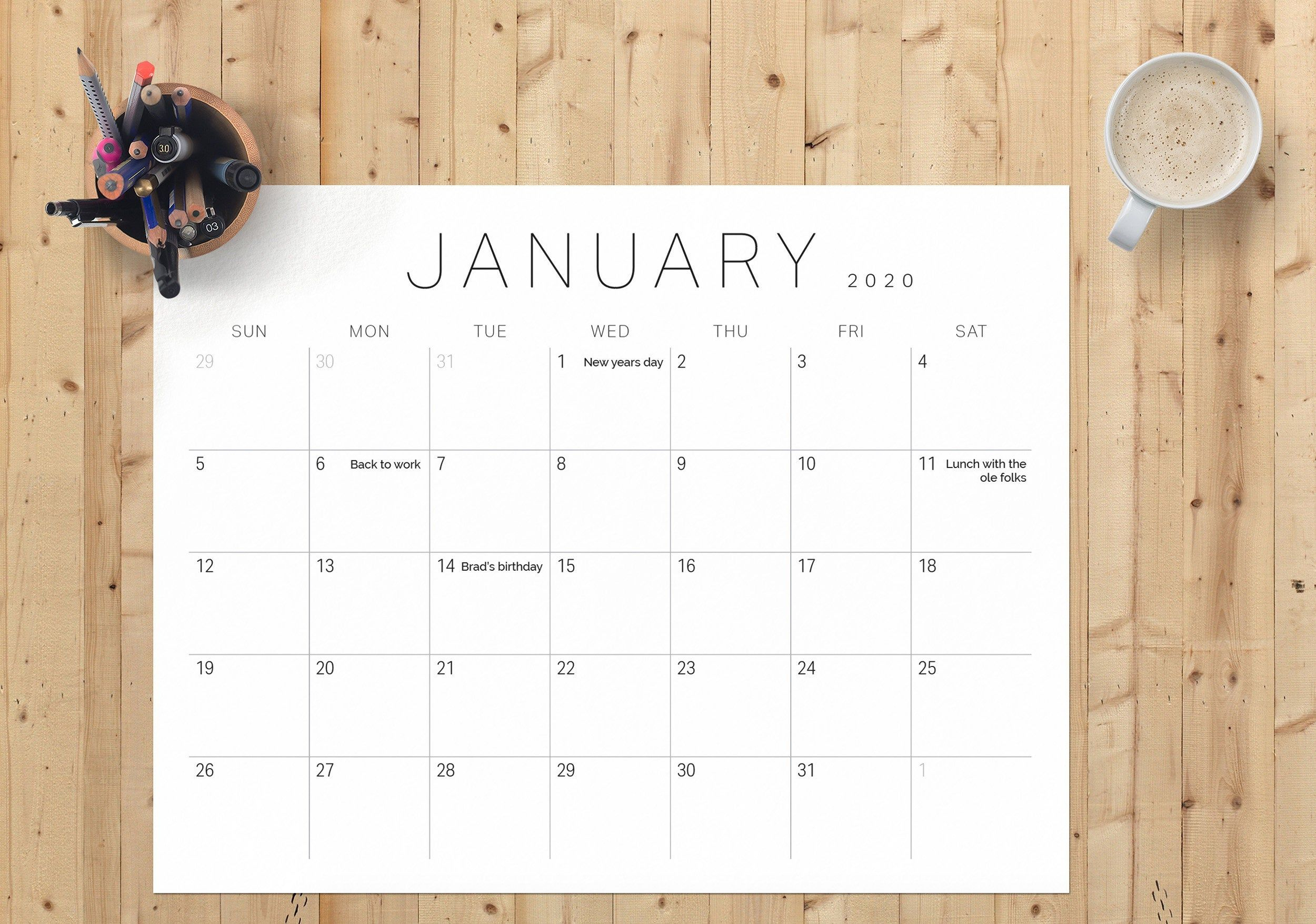 2020 Monthly Printable And Editable Calendar (Pdf) | A4 And