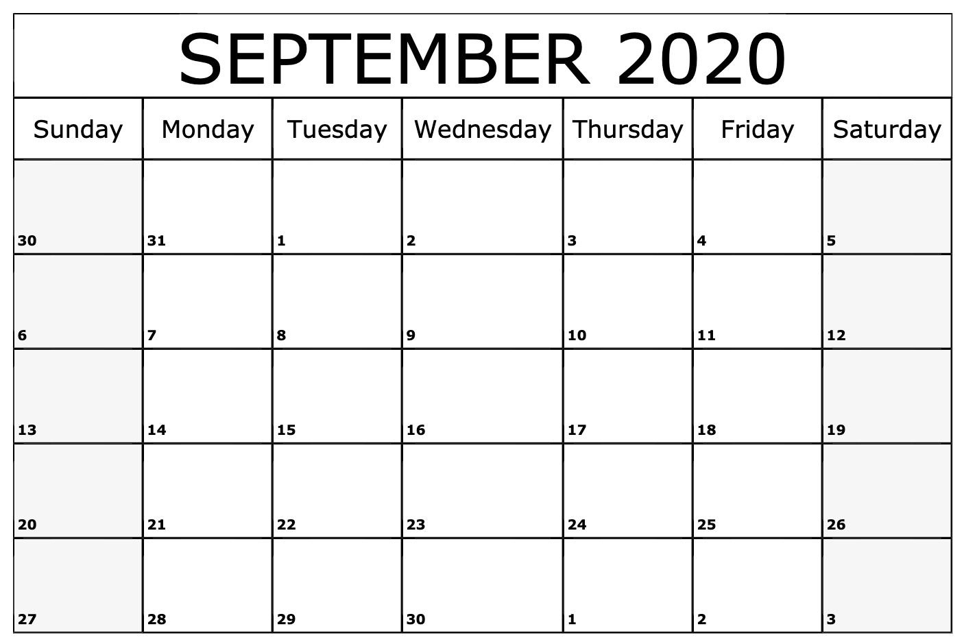 2020 September Calendar | Printable Calendar Template