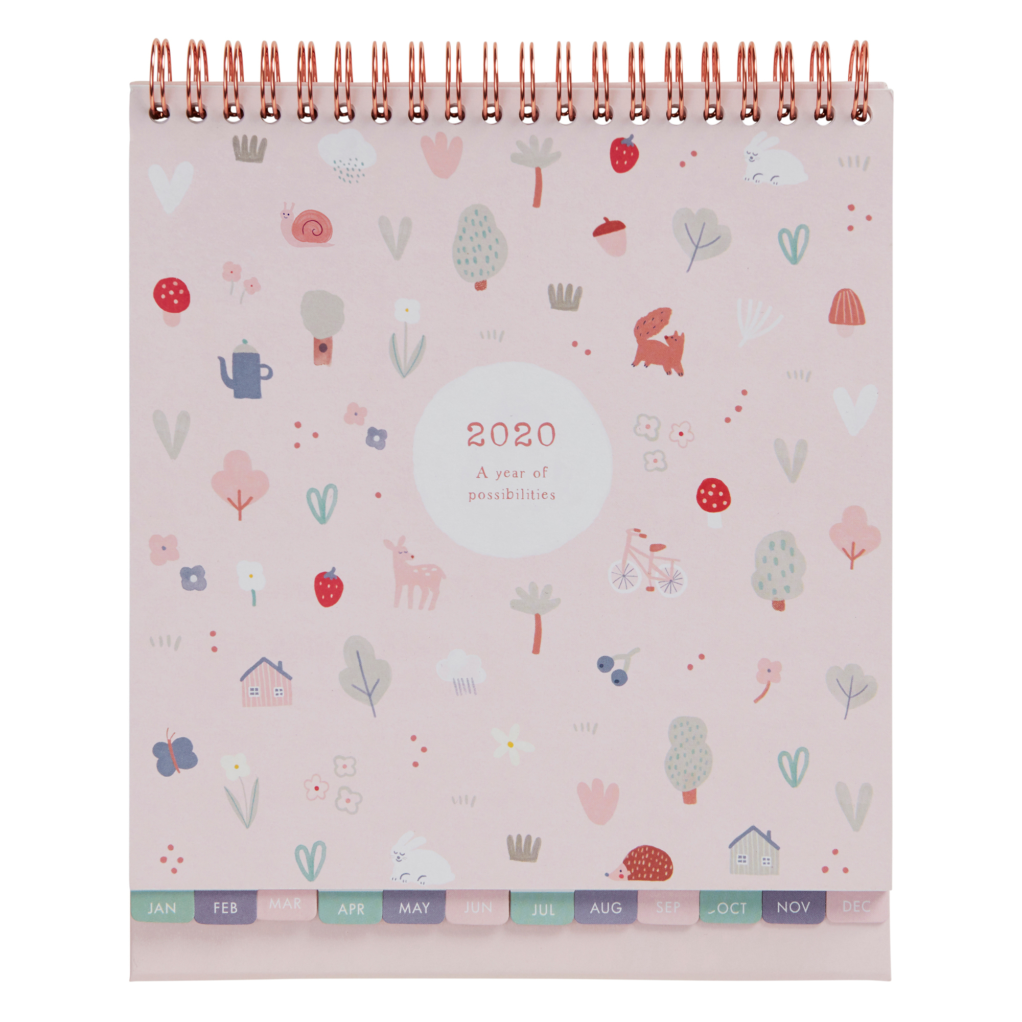 2020 Sweet Desk Calendar Pale Pink: Woodland