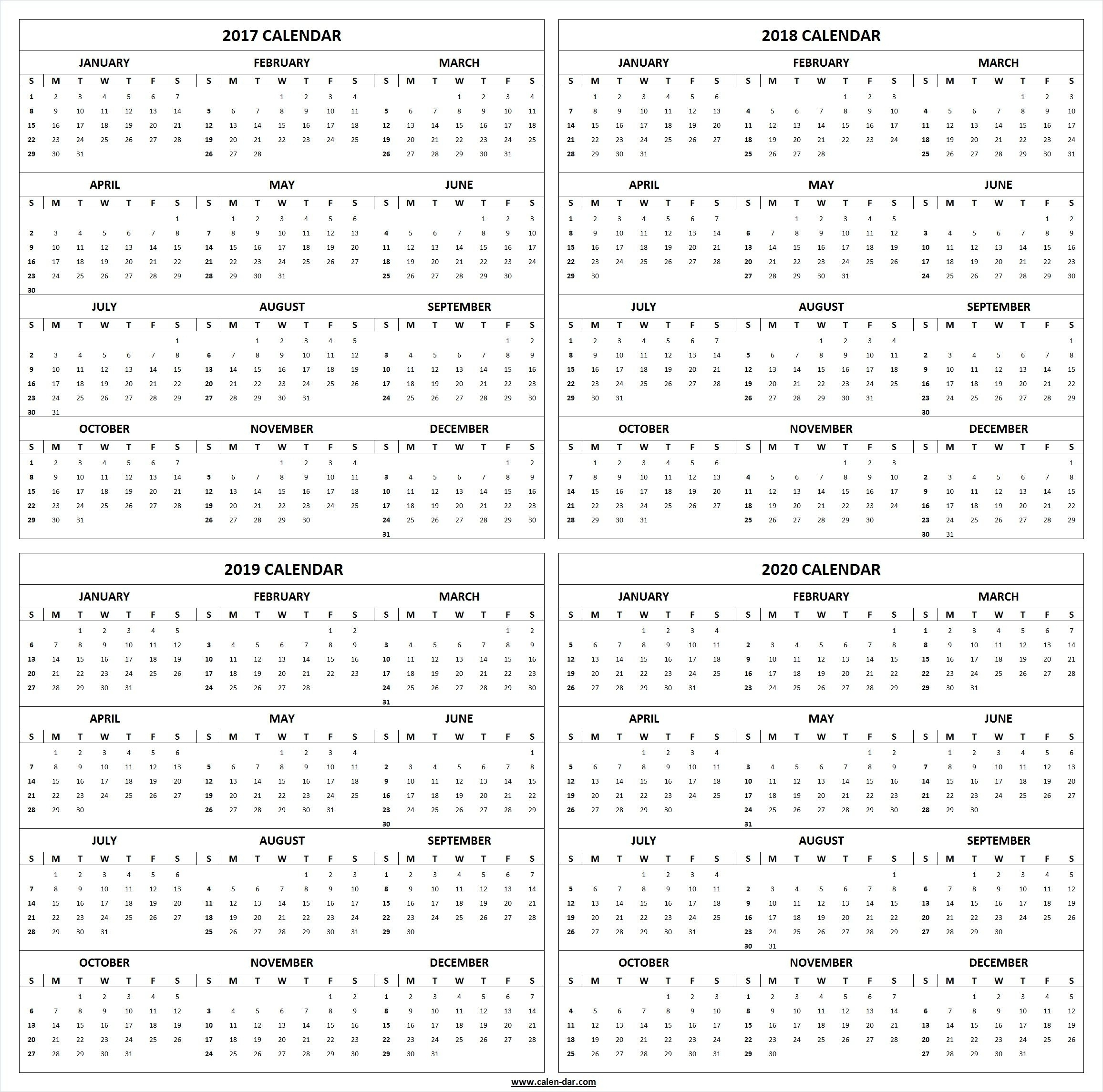 2020 Year At A Glance Printable Calendar - Wpa.wpart.co