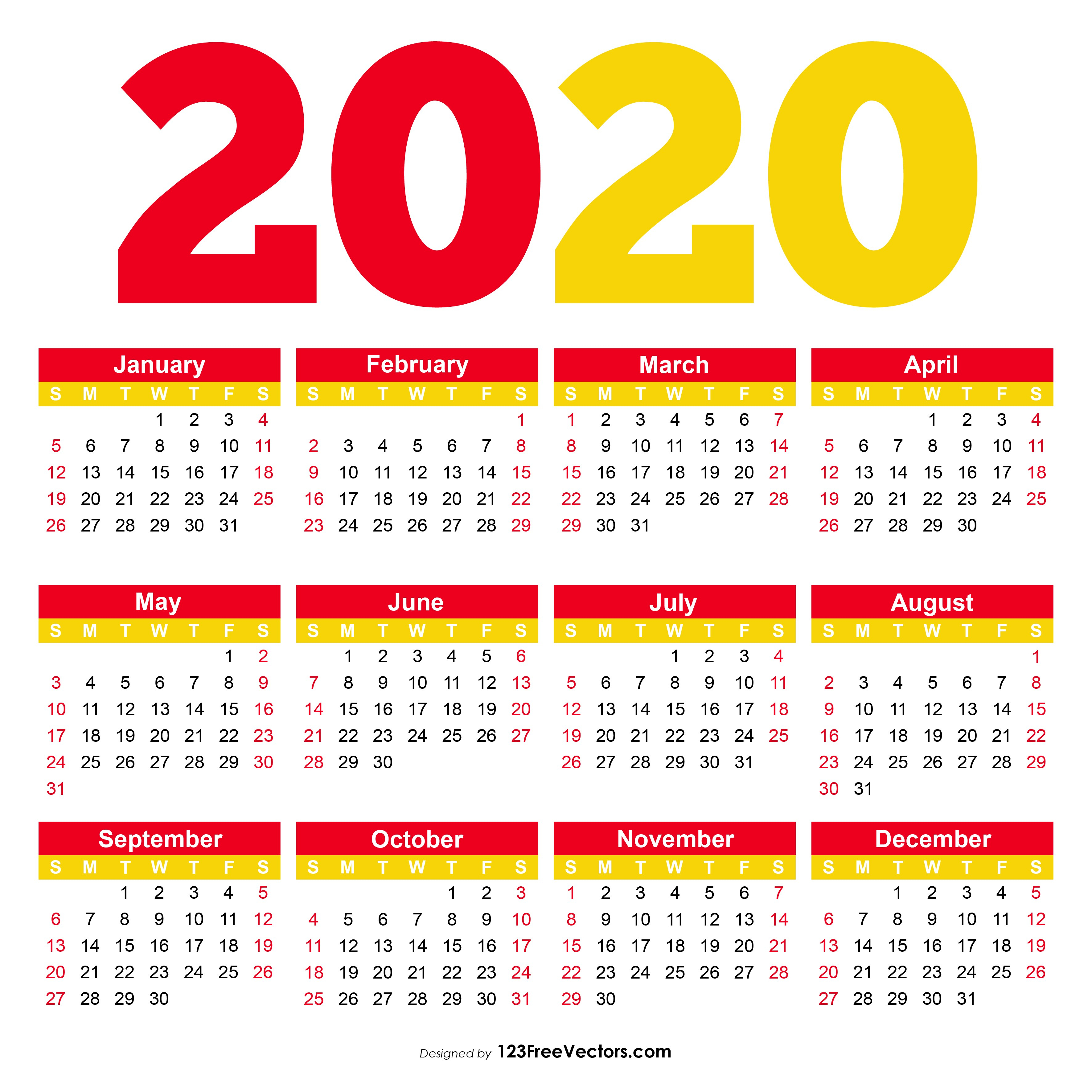 210+ 2020 Calendar Vectors | Download Free Vector Art