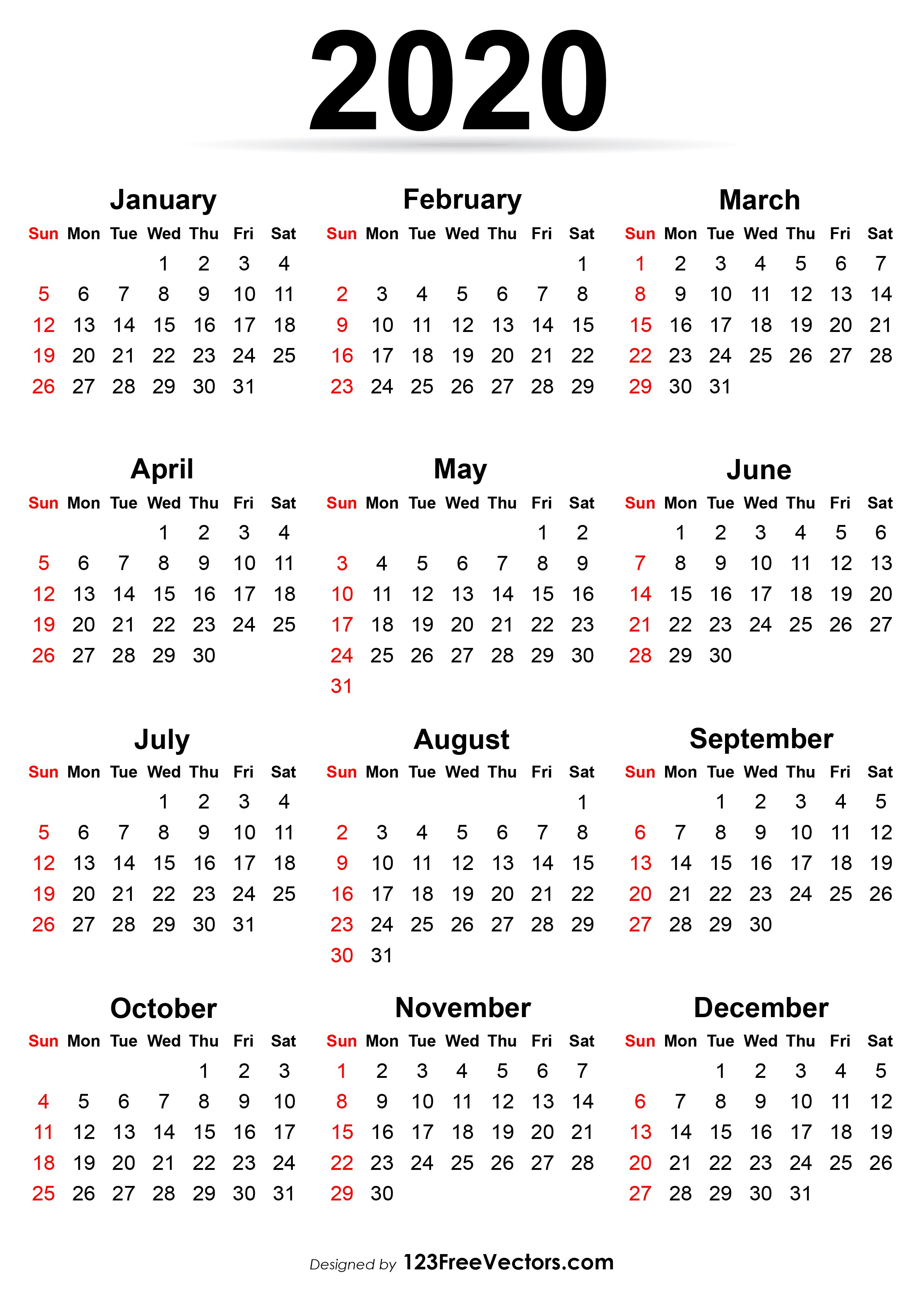 210+ 2020 Calendar Vectors | Download Free Vector Art