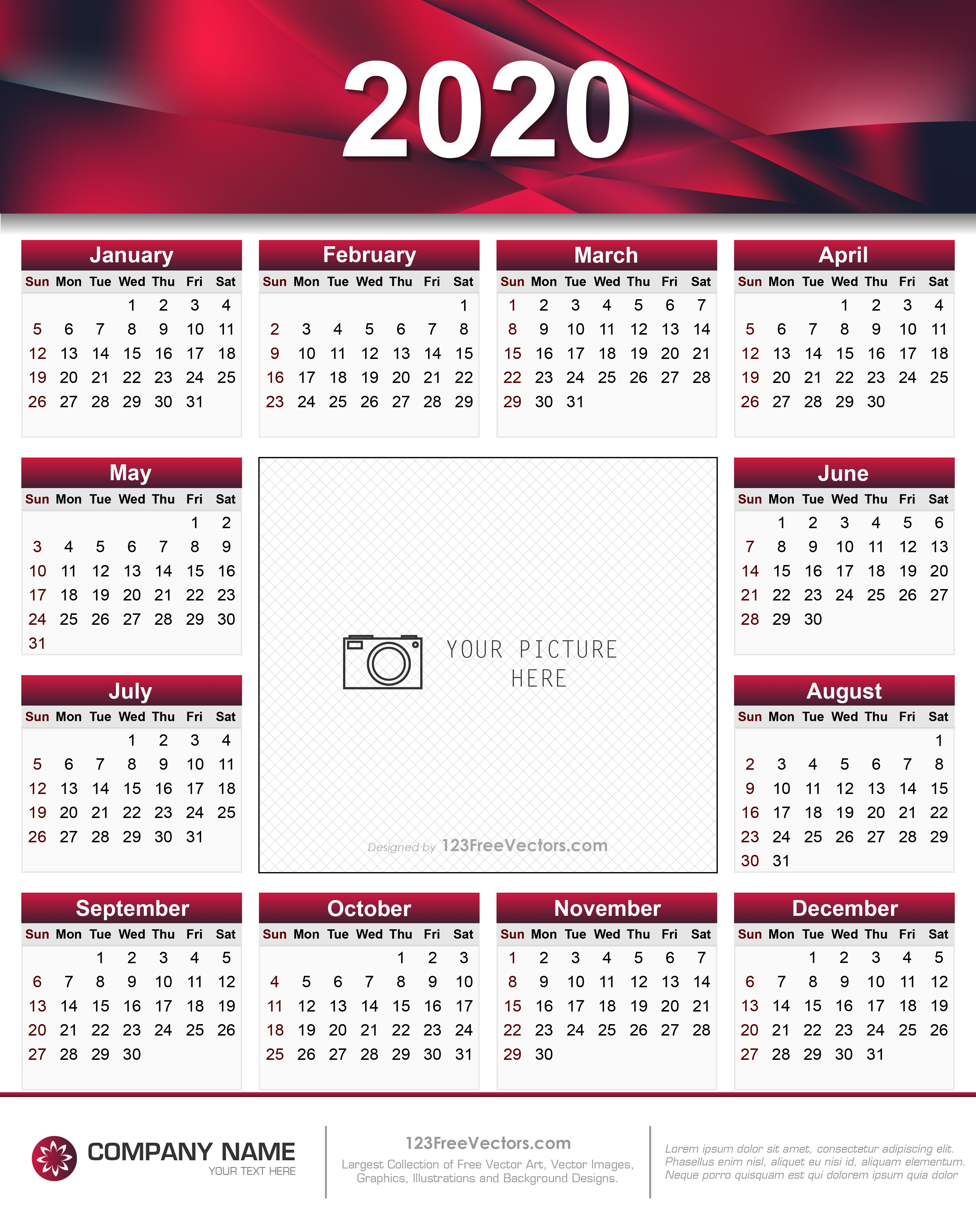 210+ 2020 Calendar Vectors | Download Free Vector Art