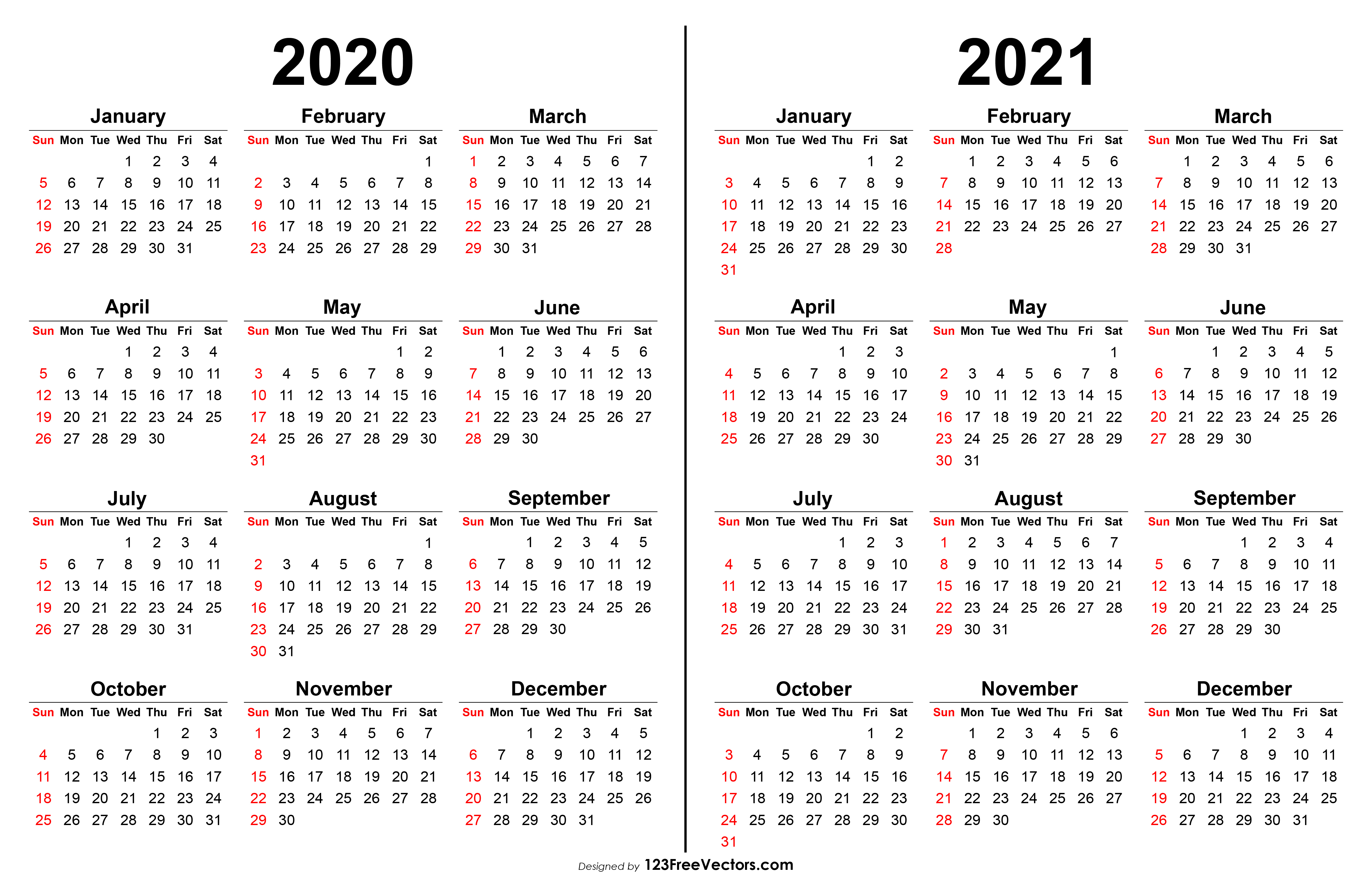 210+ 2020 Calendar Vectors | Download Free Vector Art