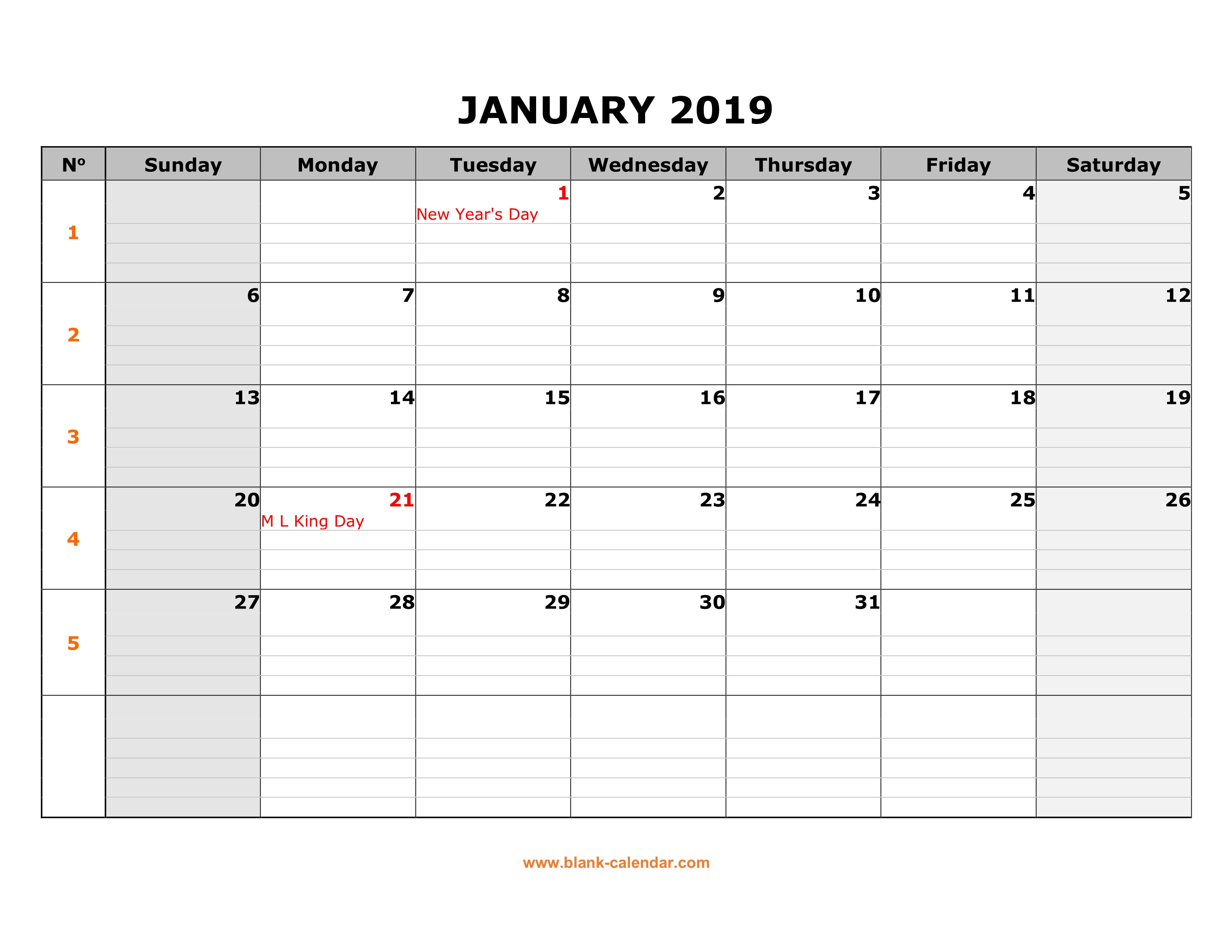 Free Printable Large Grid Calendar