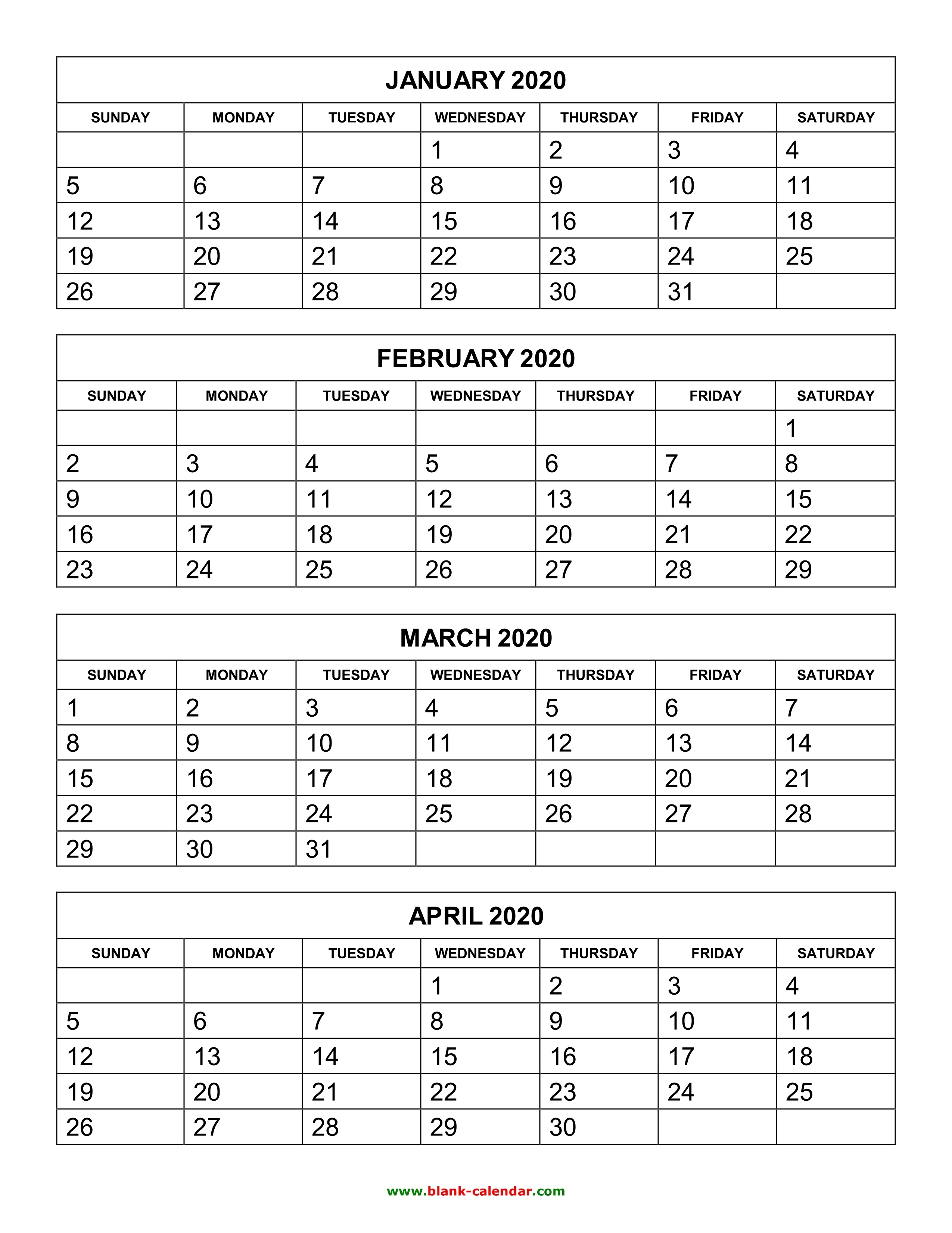 3 Month Blank Calendar 2020 | Calendar Template Information