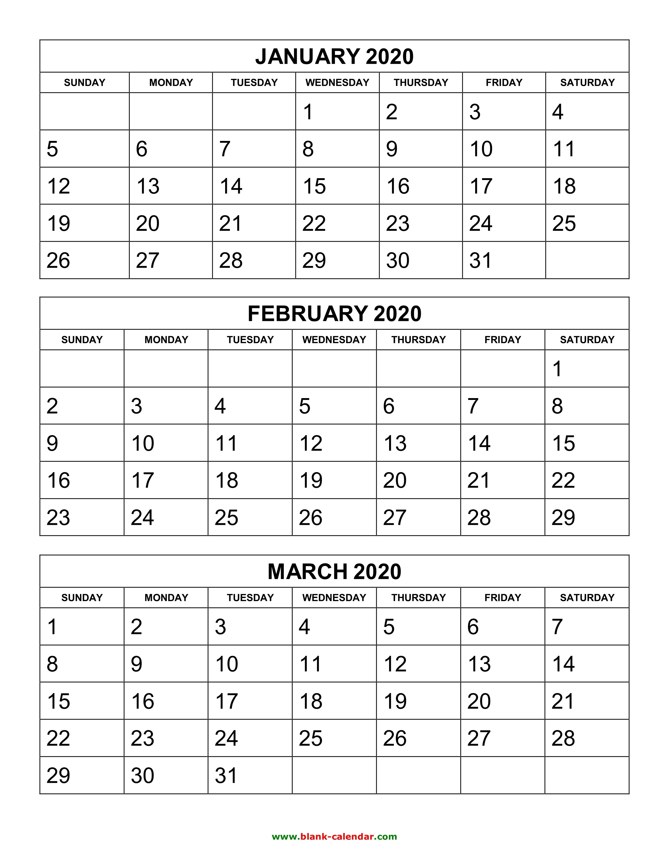 3 Month Blank Calendar 2020 | Calendar Template Information