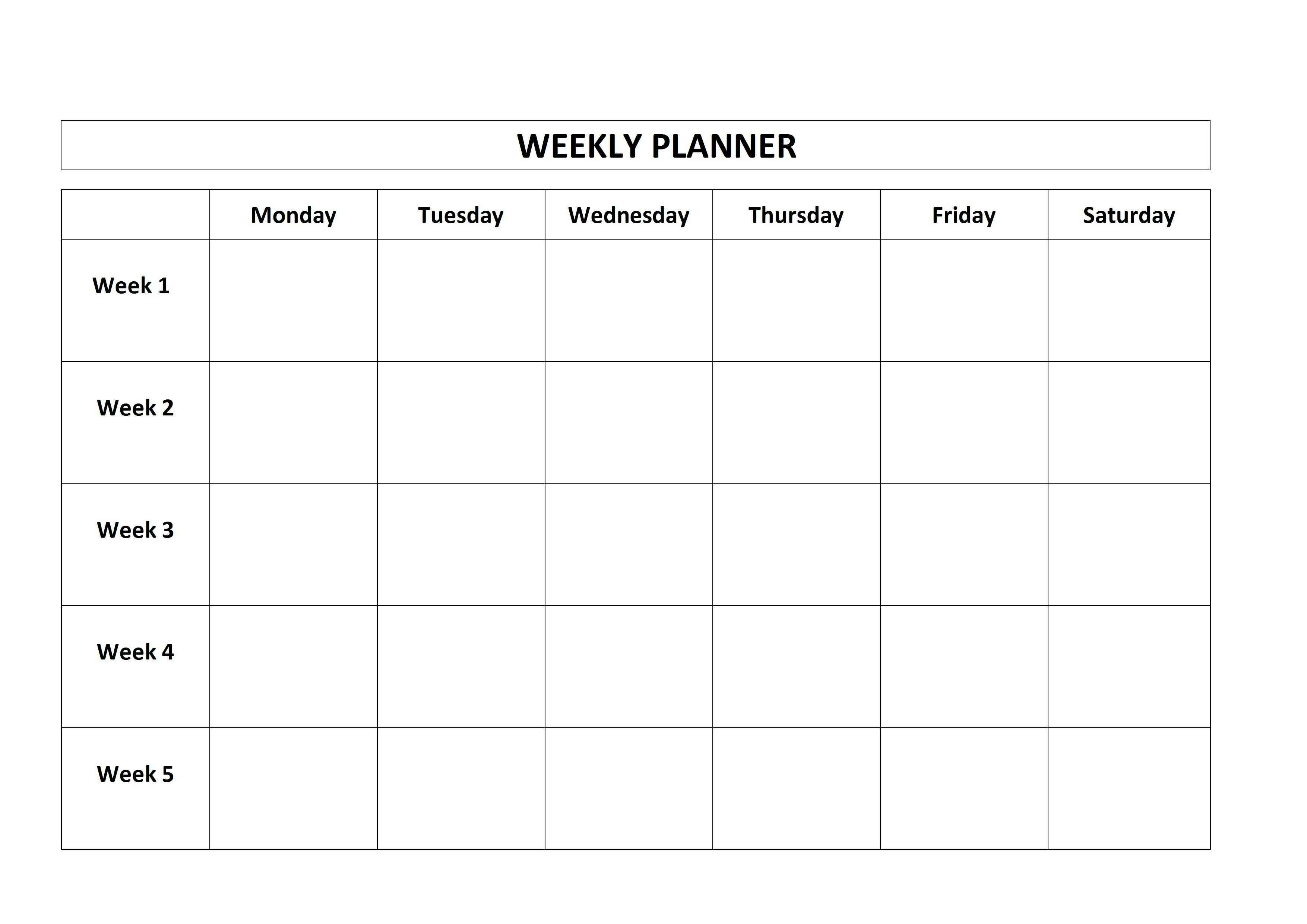 Free Printable Calendar 5 Day Week