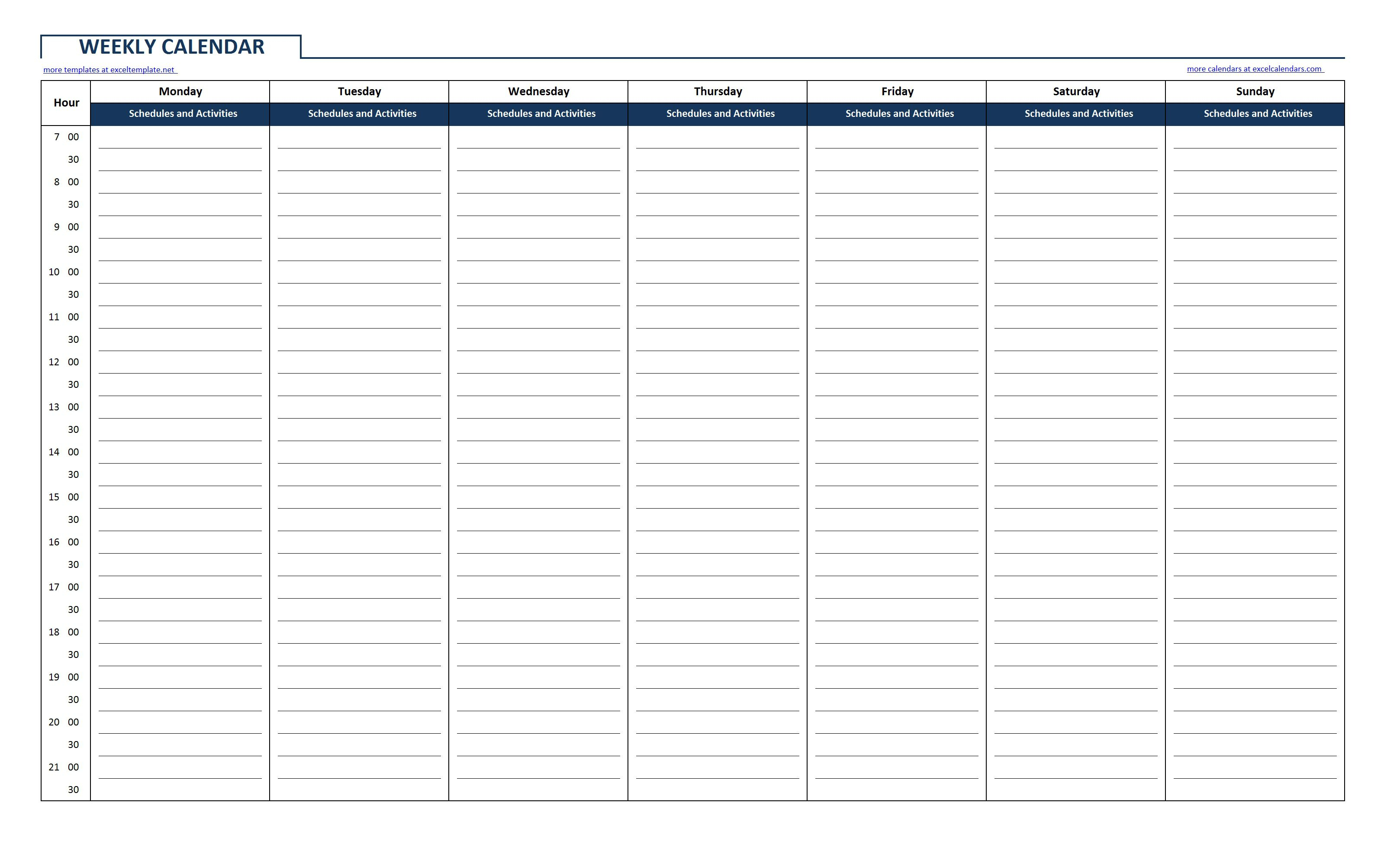 Week Calendar Hour Slots