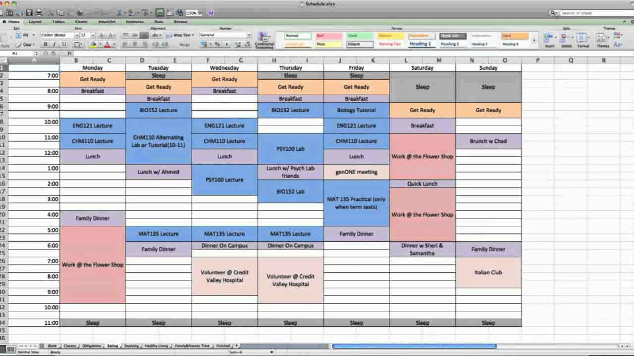 Create A Daily Schedule In Excel