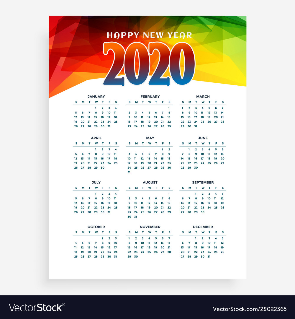 Abstract New Year Calendar For 2020 Layour Design