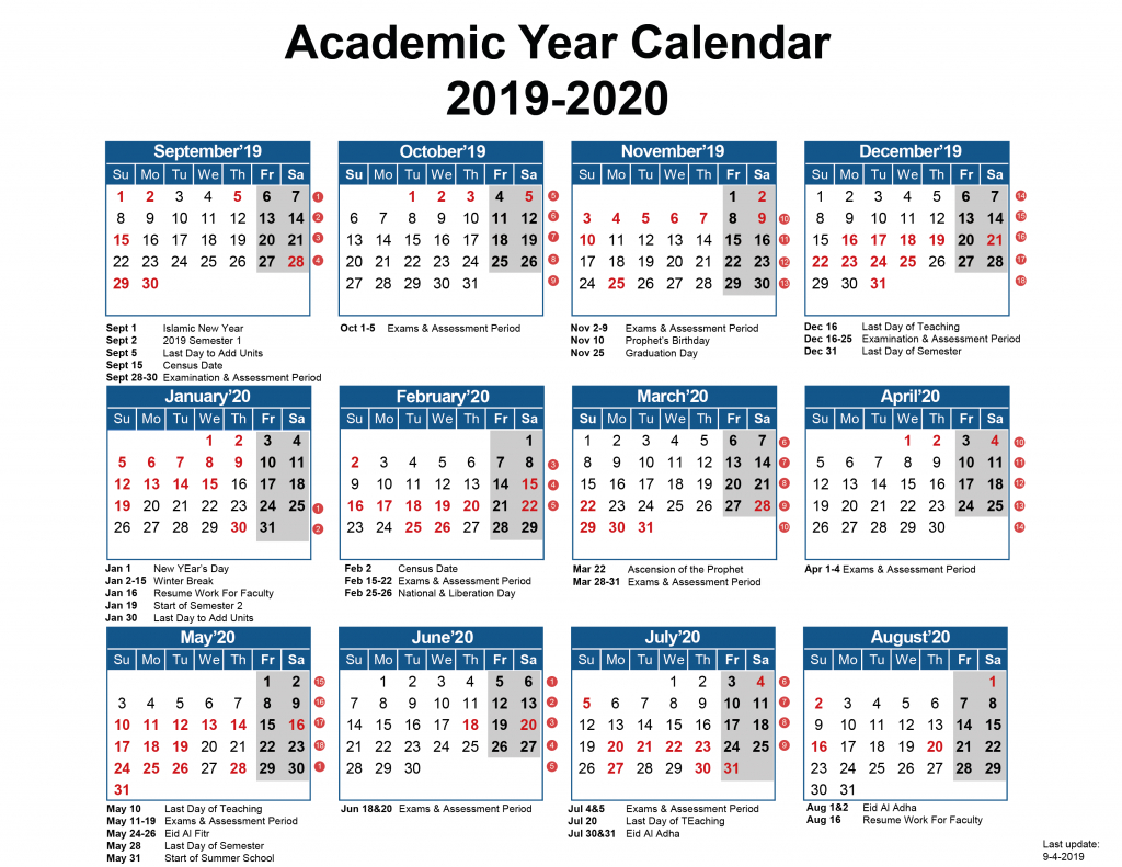 Academic Calendar – Australian College Of Kuwait