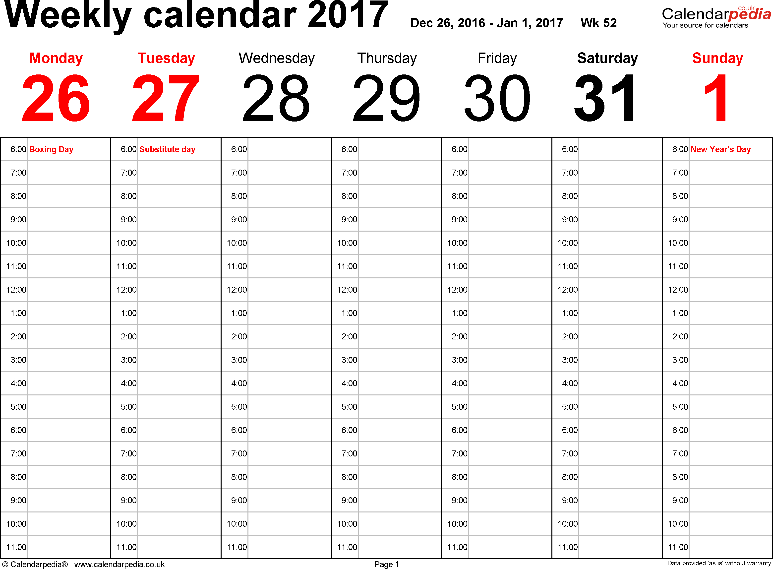 Fillable 1 Week Calendar | Calendar Printables Free Templates