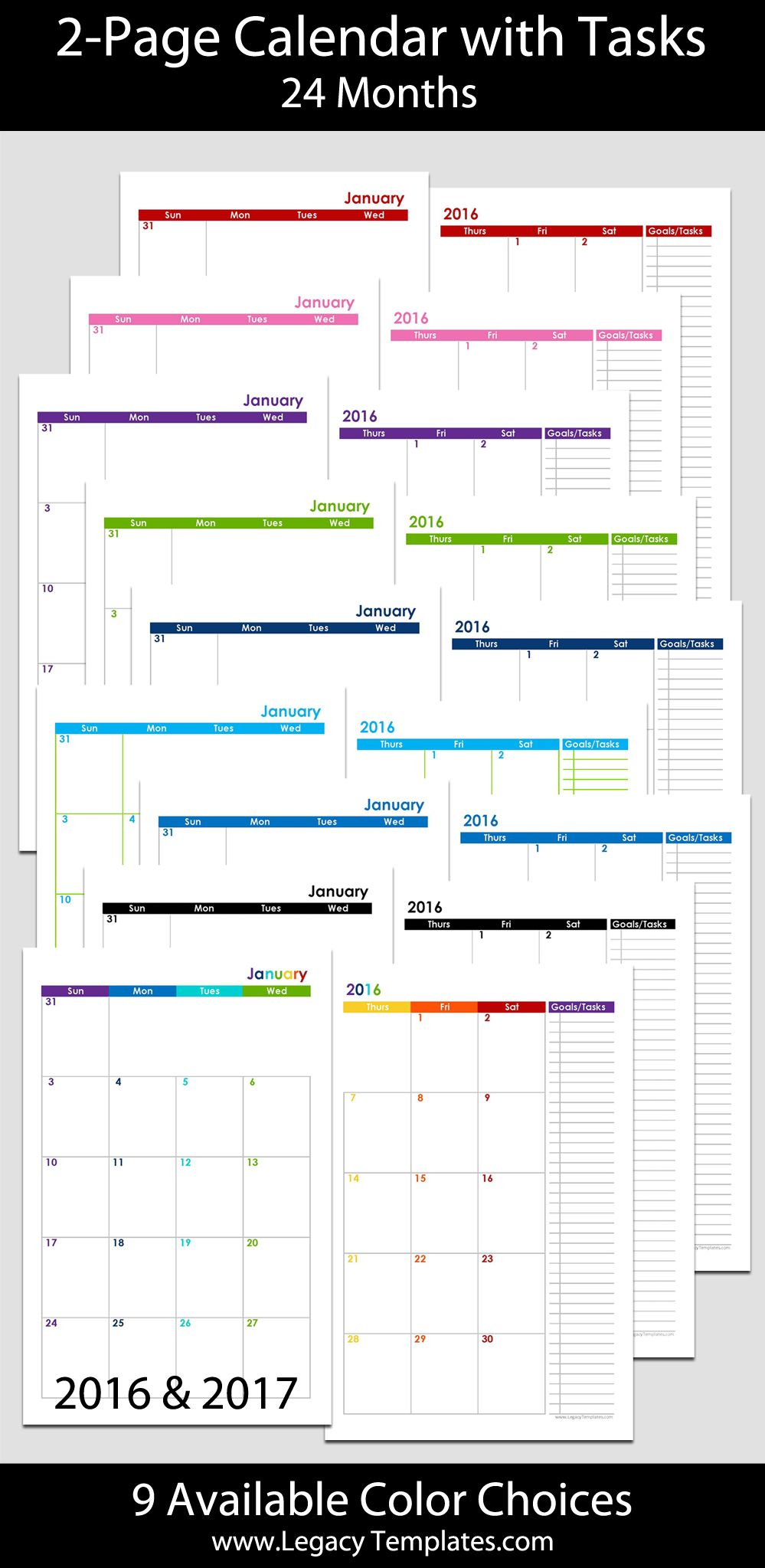 All Of The Available Colors For The 2016 &amp; 2017 Printable 24