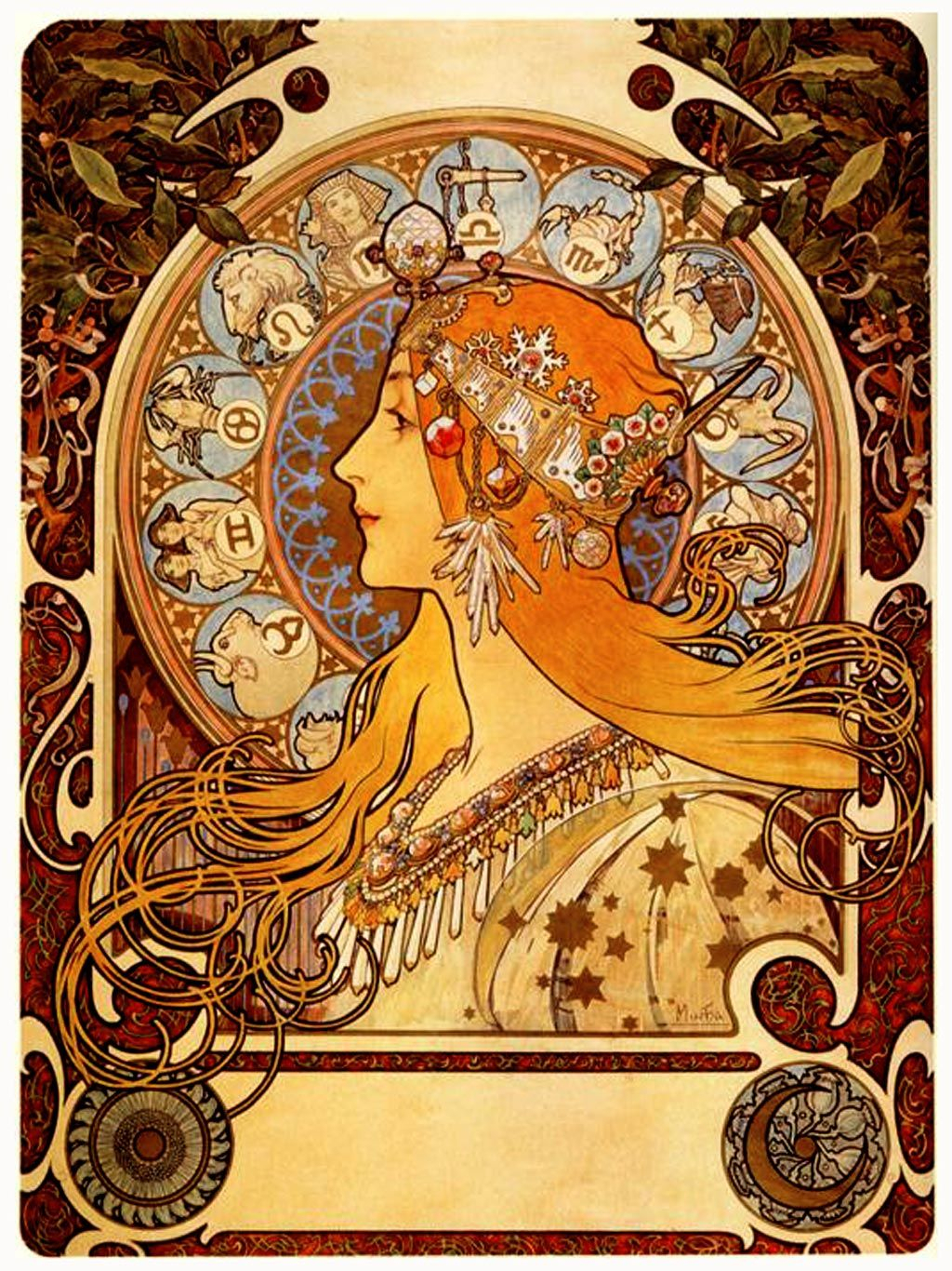 Alphonse Mucha - Zodiac | Alphonse Mucha Art, Art Nouveau