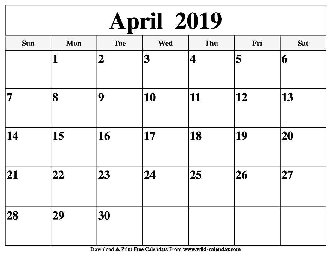 April 2019 Calendar Printable #april2019Calendar