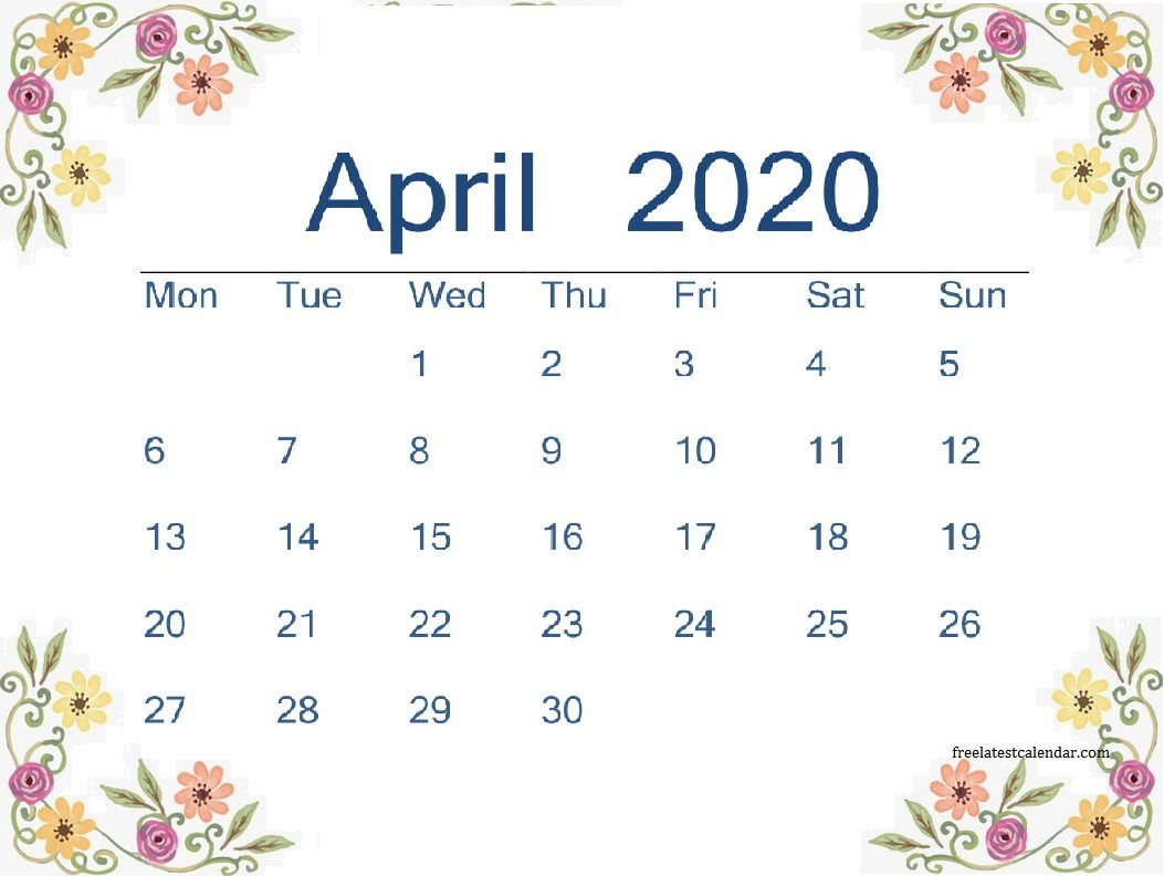 April 2020 Printable Calendar - Freelatest Calendar - Medium
