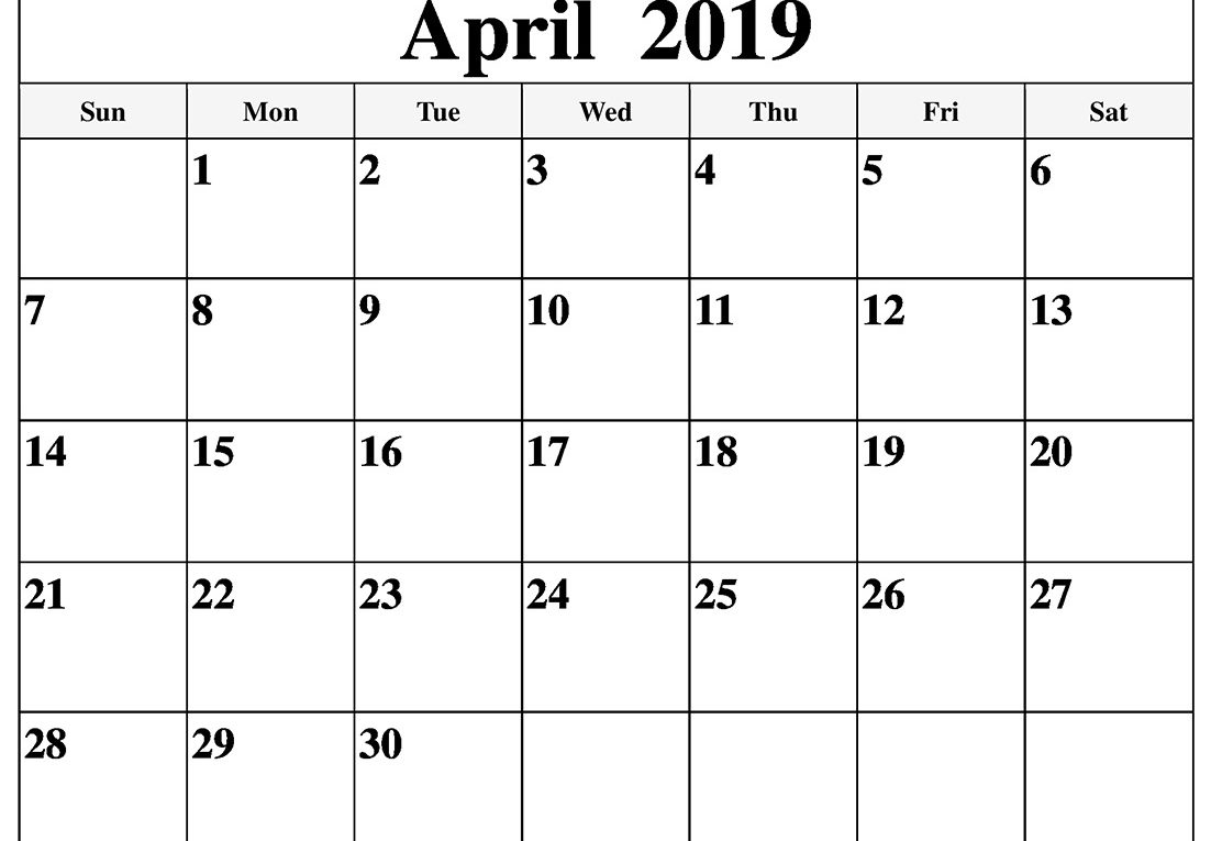 April Printable Calendar Landscape/ A4 / Portrait