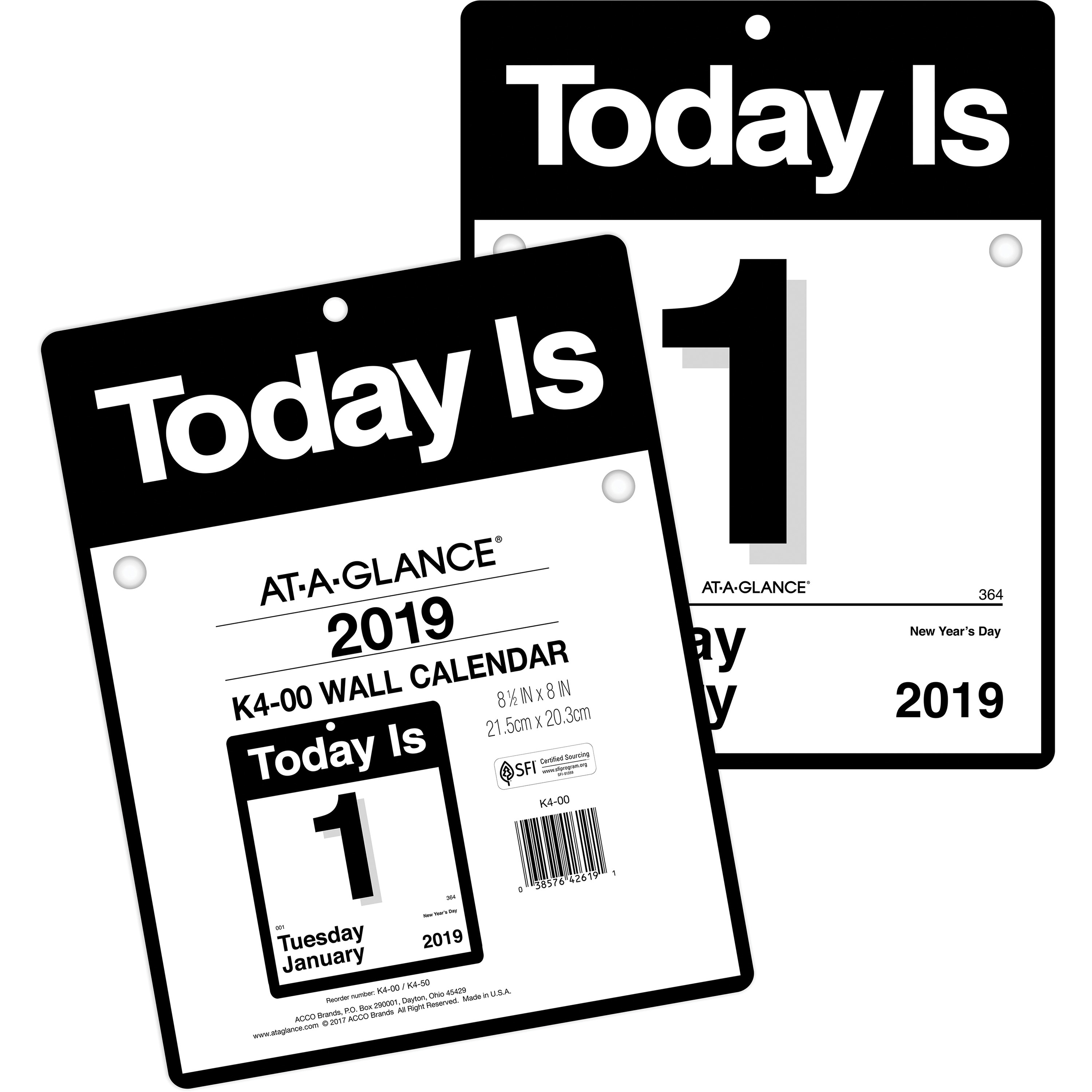 At-A-Glance Today Is Wall Calendar - Yes - Daily - 1 Year