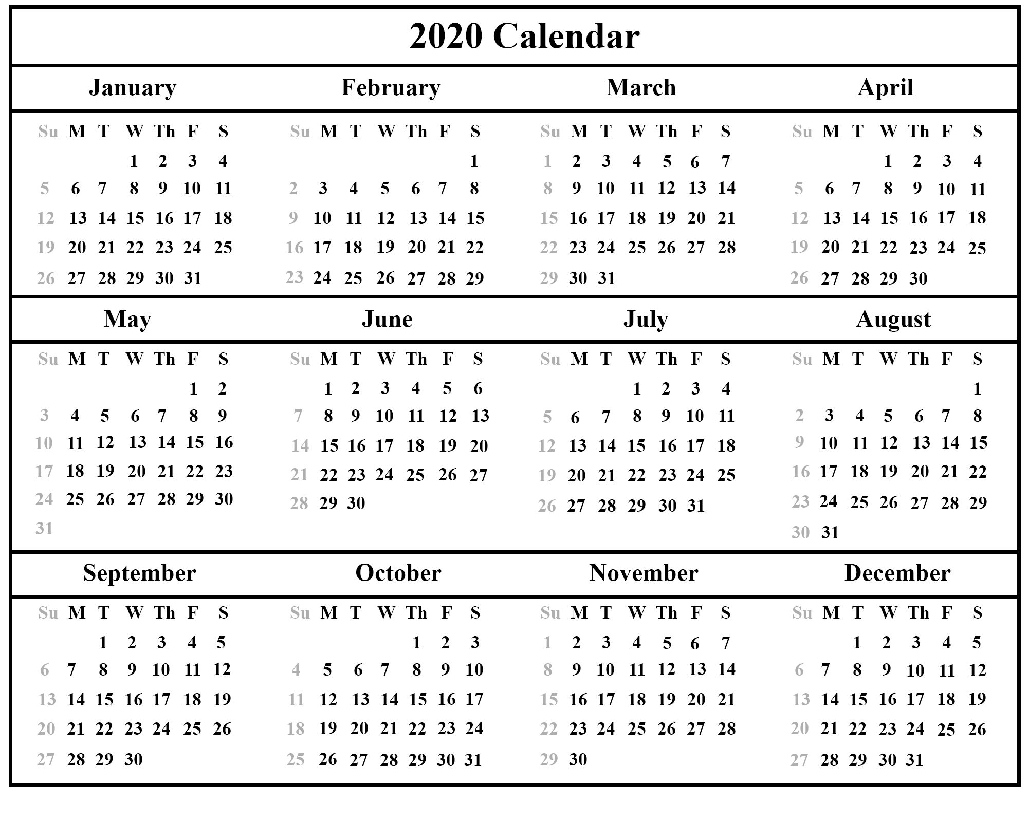 Australia 2020 Printable Calendar | Printable February
