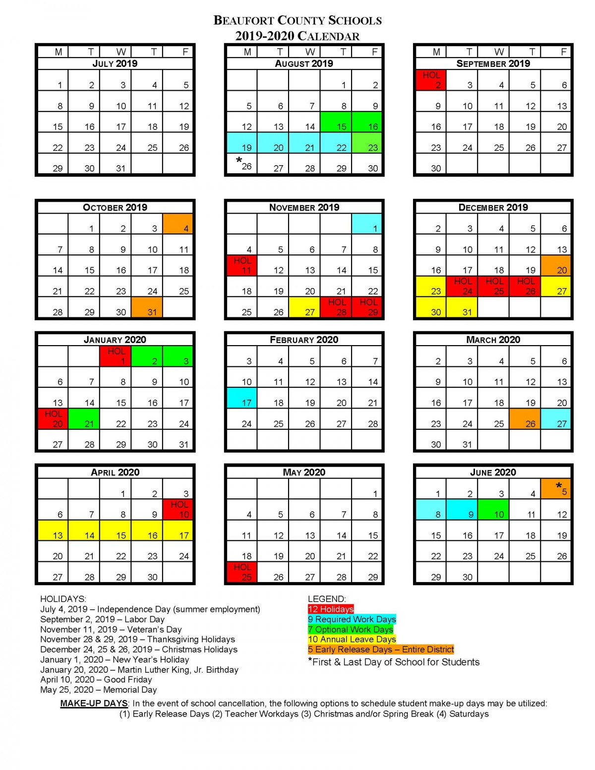 Bcs School Calendars | Beaufort County Schools