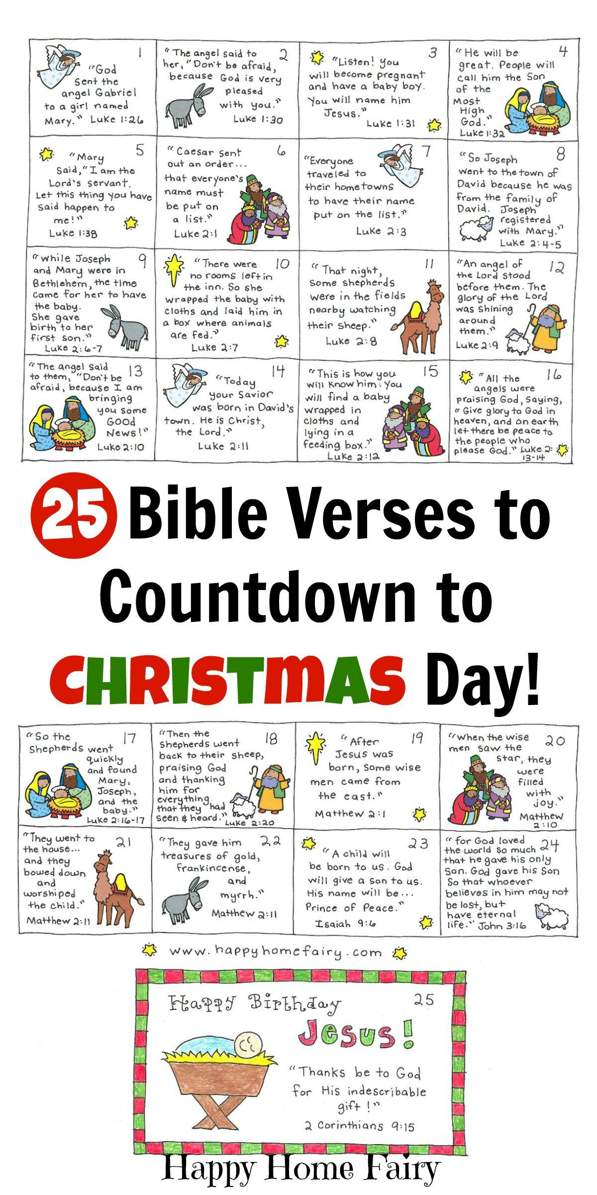 Bible Verse Advent Countdown For Kids - Free Printable