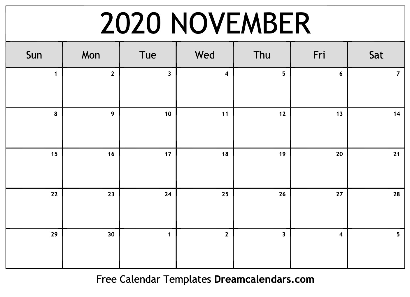 Blank 2020 November Calendar - Wpa.wpart.co