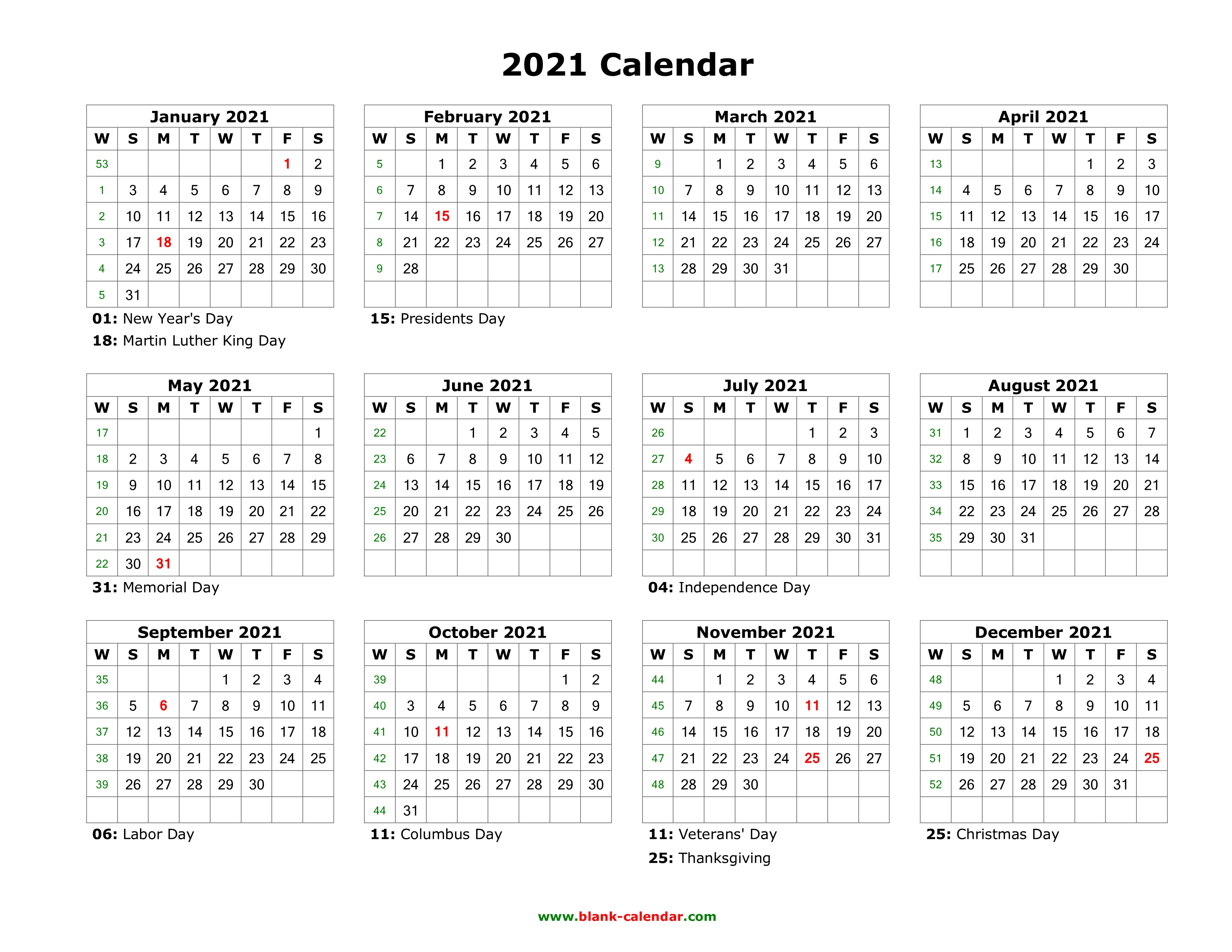 Printable 2021 Calendar By Month Printable Calendar 2023