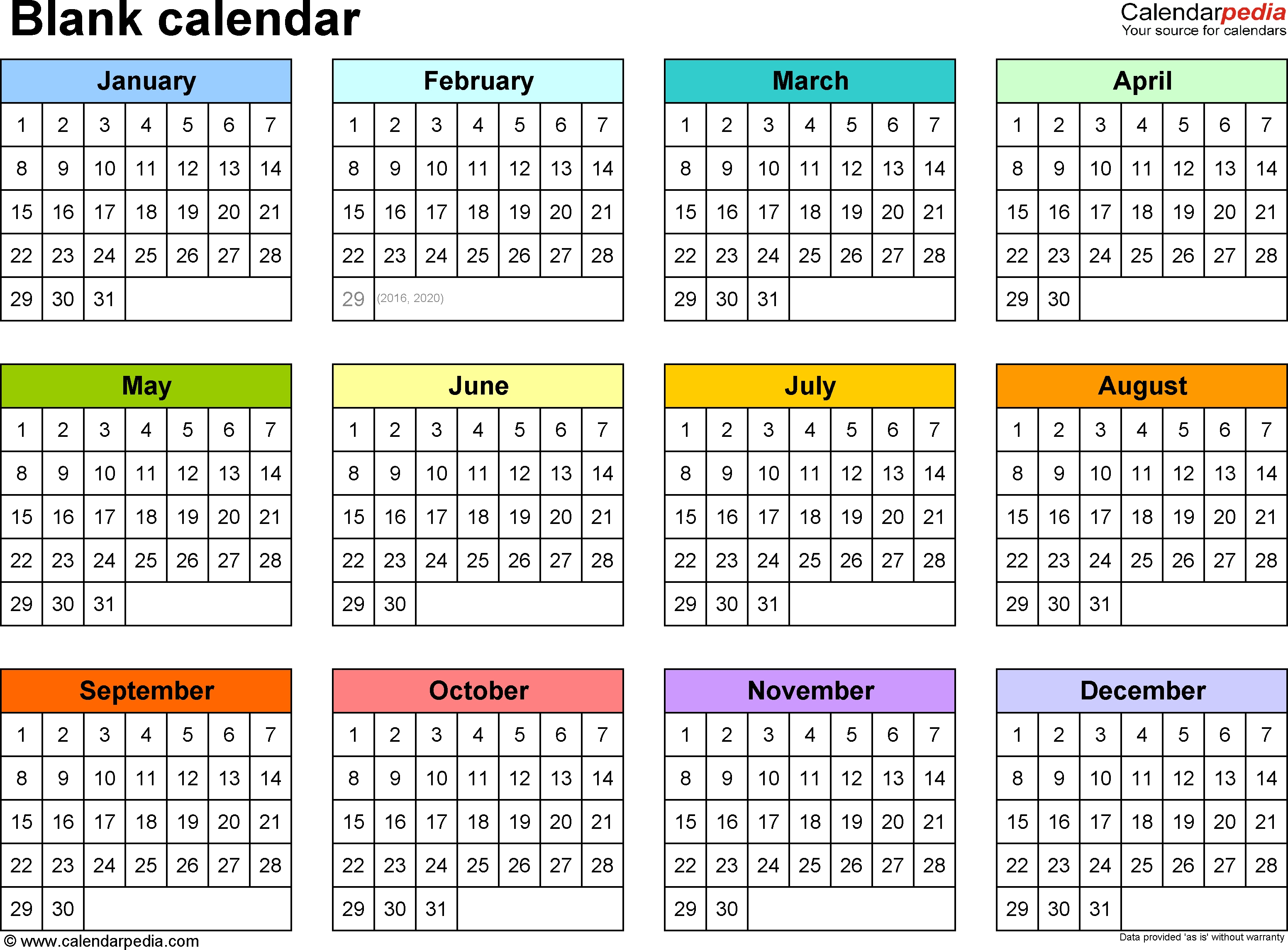 Blank Calendar – 9 Free Printable Microsoft Word Templates