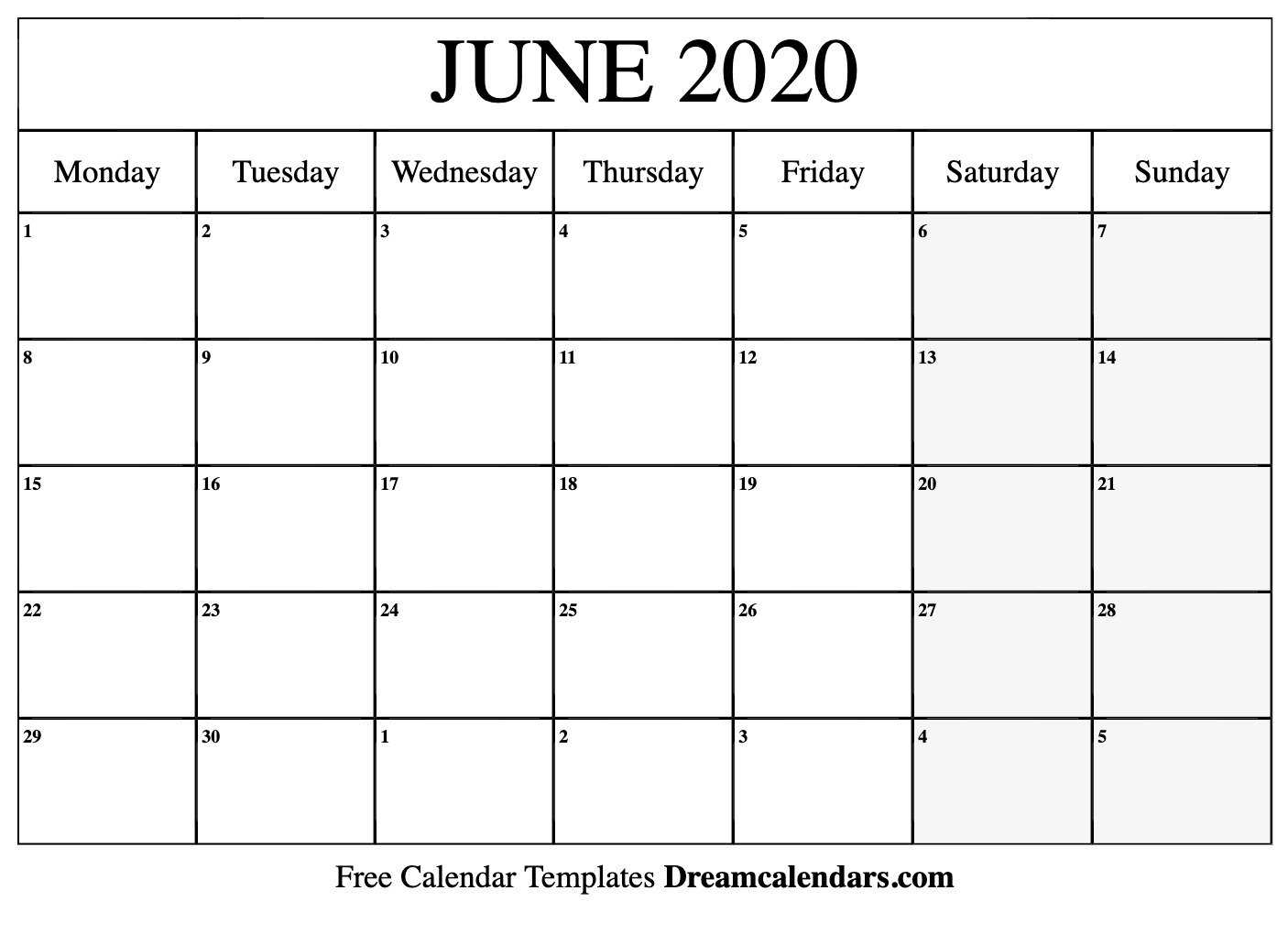 Blank Calendar For June 2020 - Wpa.wpart.co