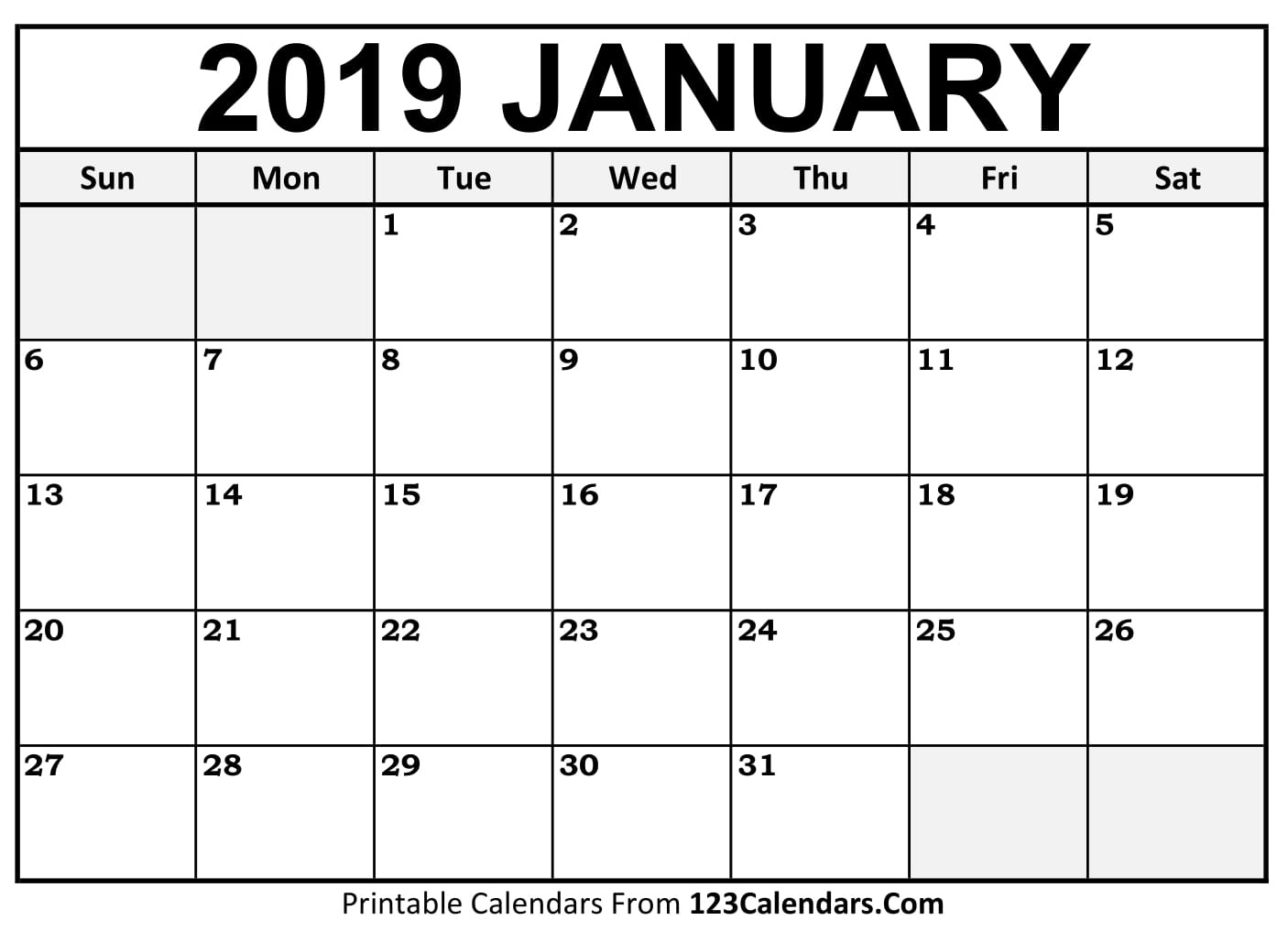 Blank Calendar Jan 19 | Calendar Template Information