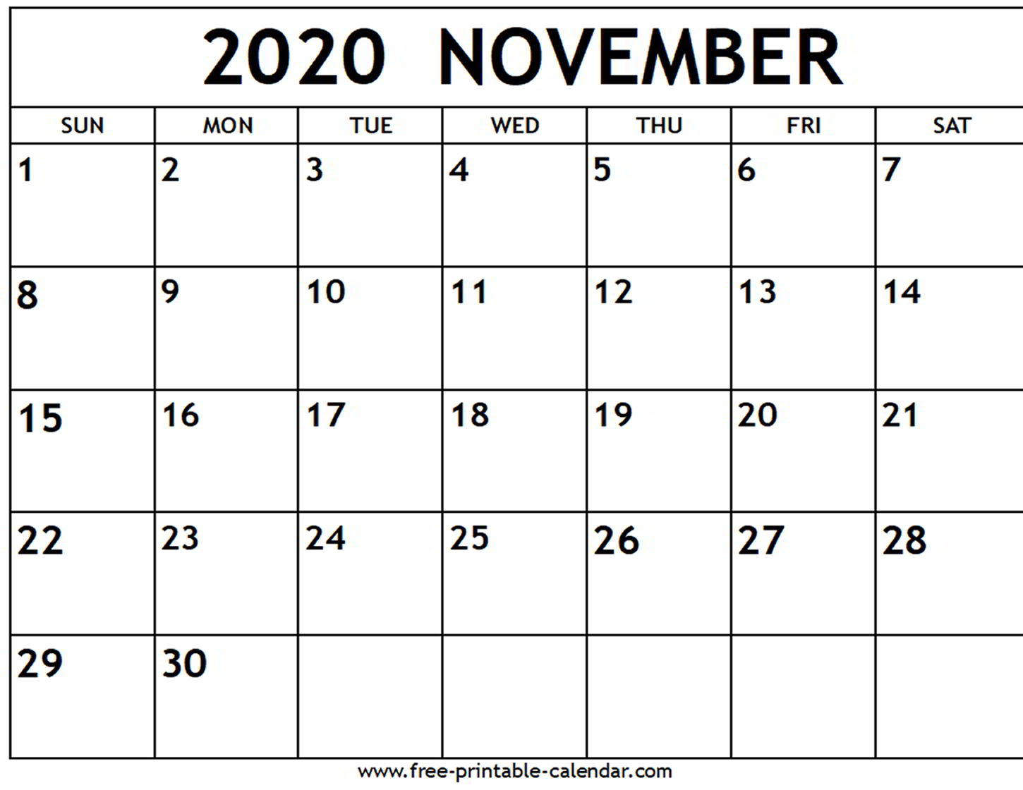 Free Printable Calendar November 2020 Landscape Calendar Printables Free Templates