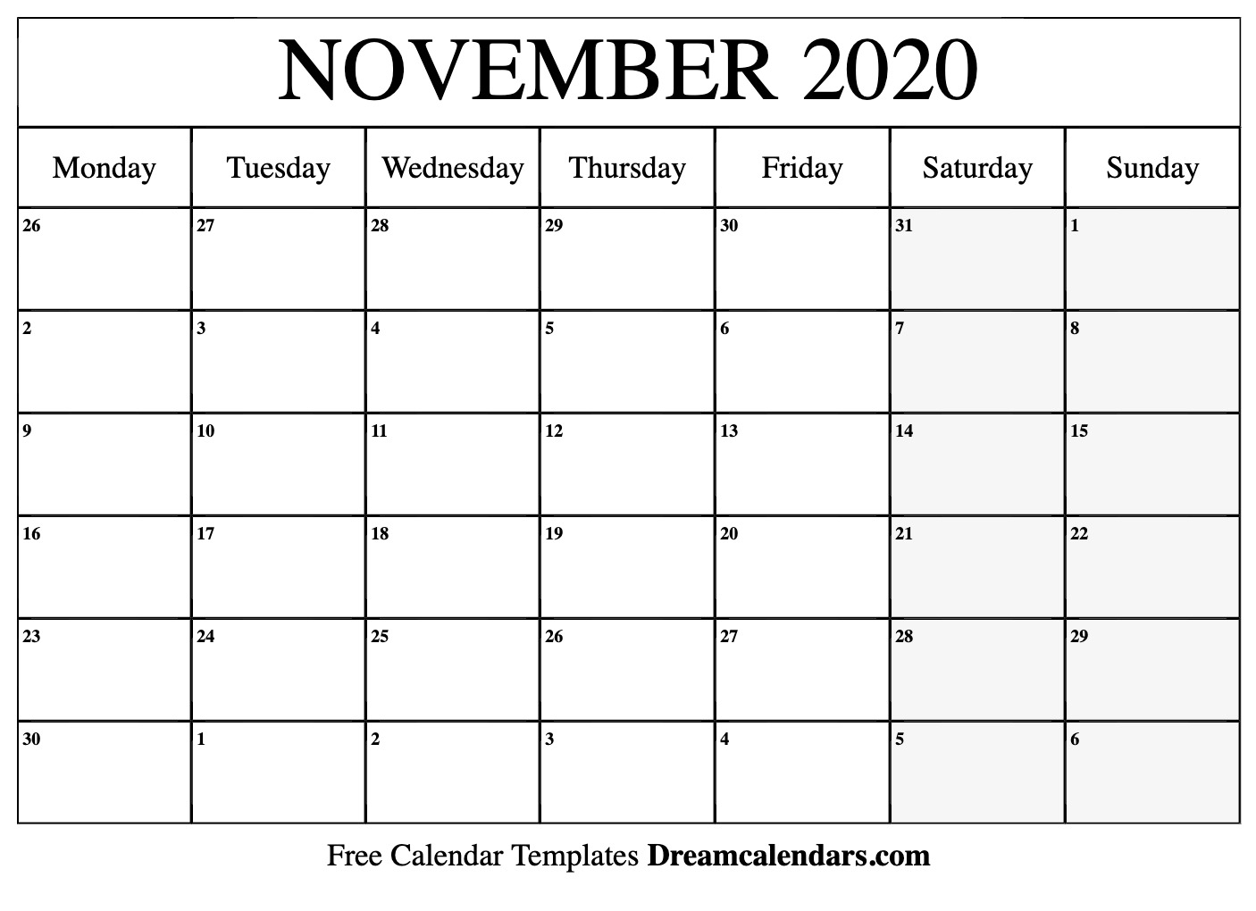 Blank Calendar November 2020 Pdf - Wpa.wpart.co