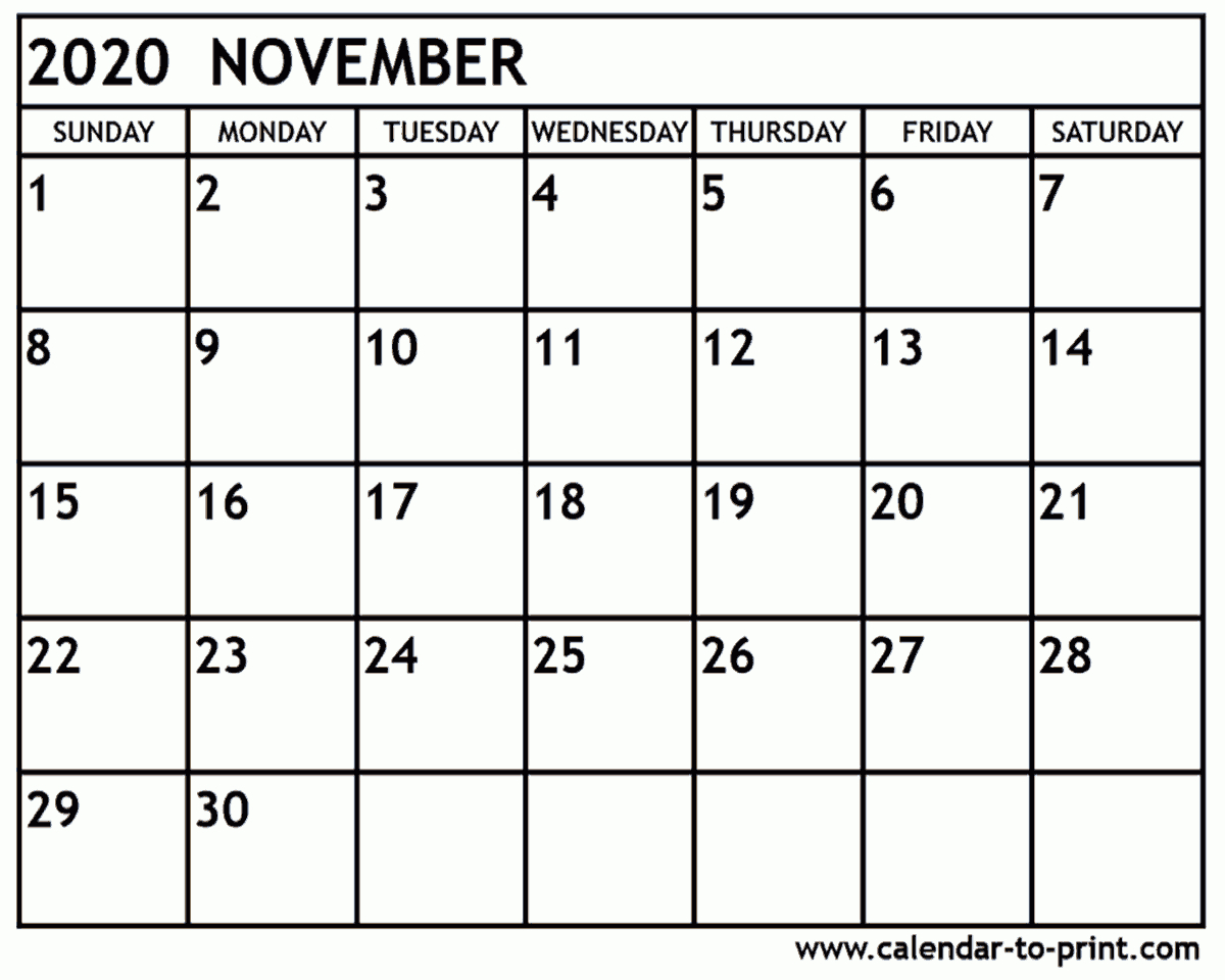 Blank Calendar November 2020 Pdf - Wpa.wpart.co