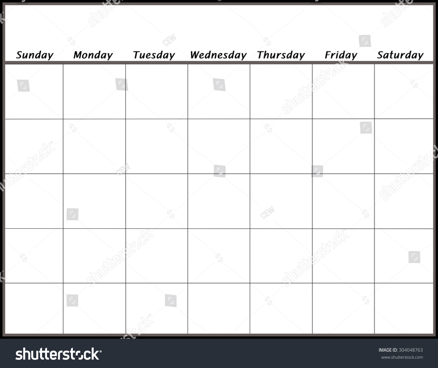 Blank Calendar Page Days No Year Stock Illustration 304048763