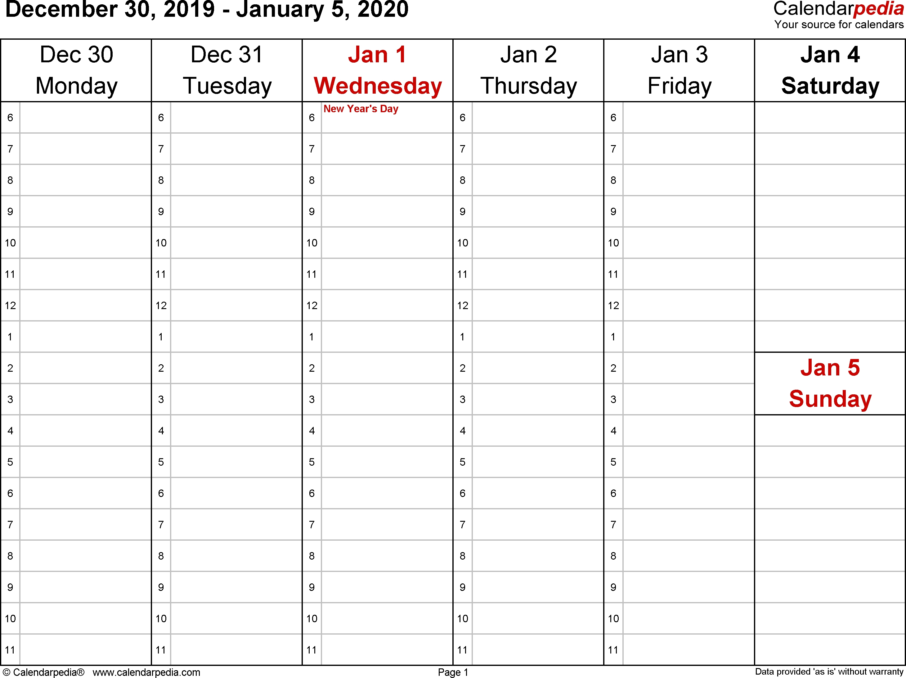 Blank Calendar Weekly 2020 | Calendar Template Information