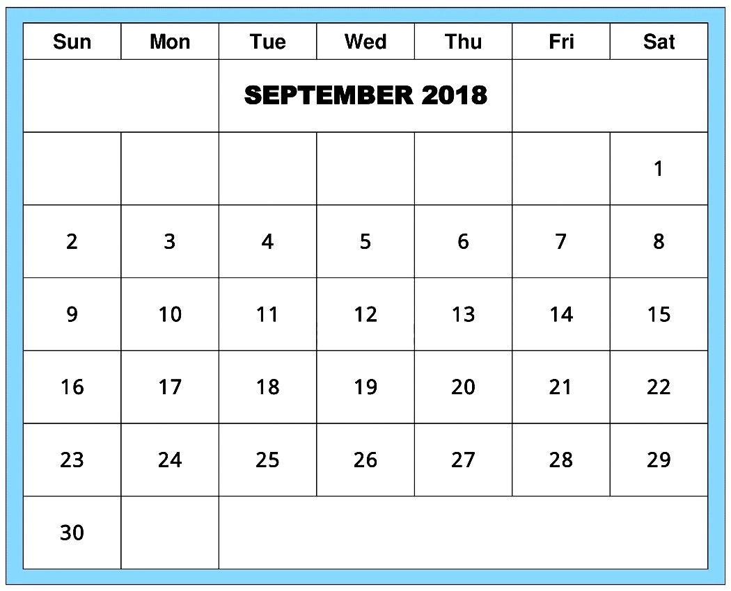 Blank Edit September 2018 Week Calendar | September 2019