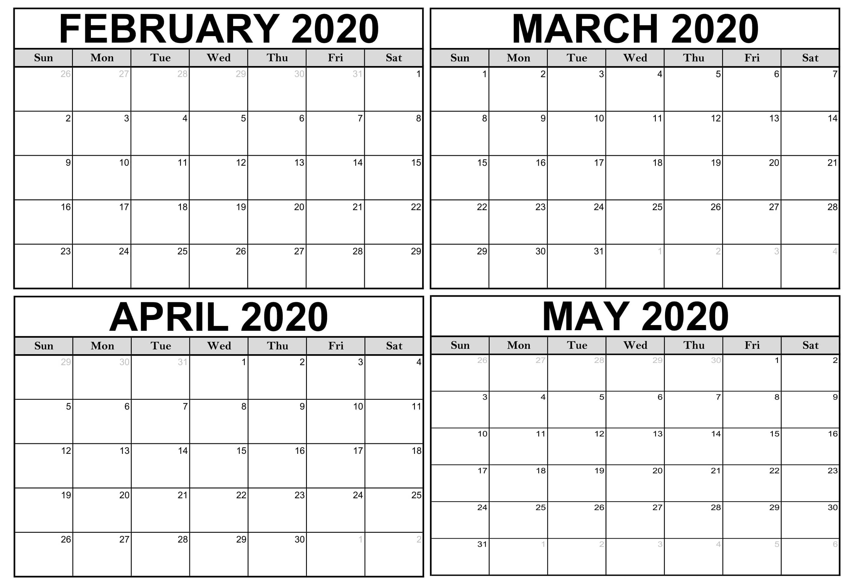 Blank February March Calendar 2020 Pdf - 2019 Calendars For