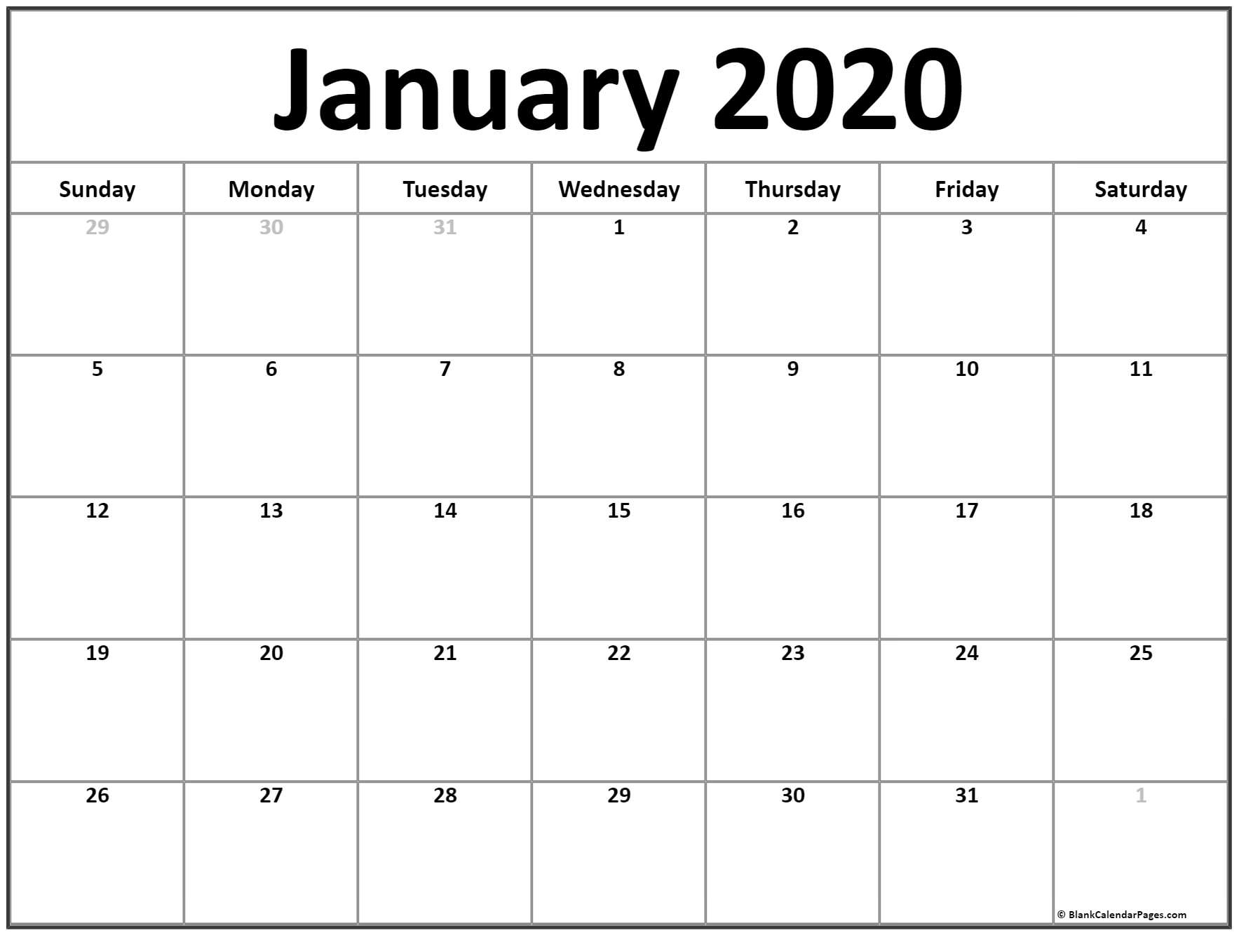 Blank January Calendar 2020 - Wpa.wpart.co