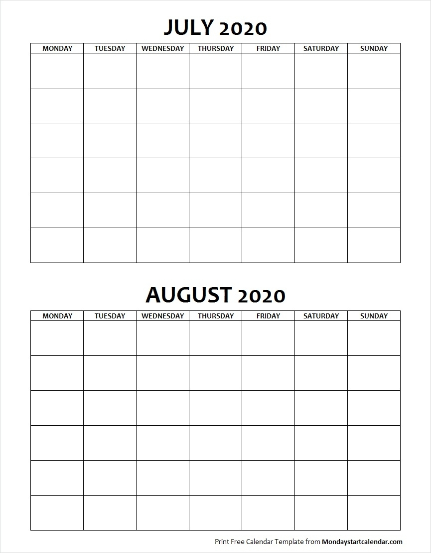 print calendar july august 2020 calendar printables free