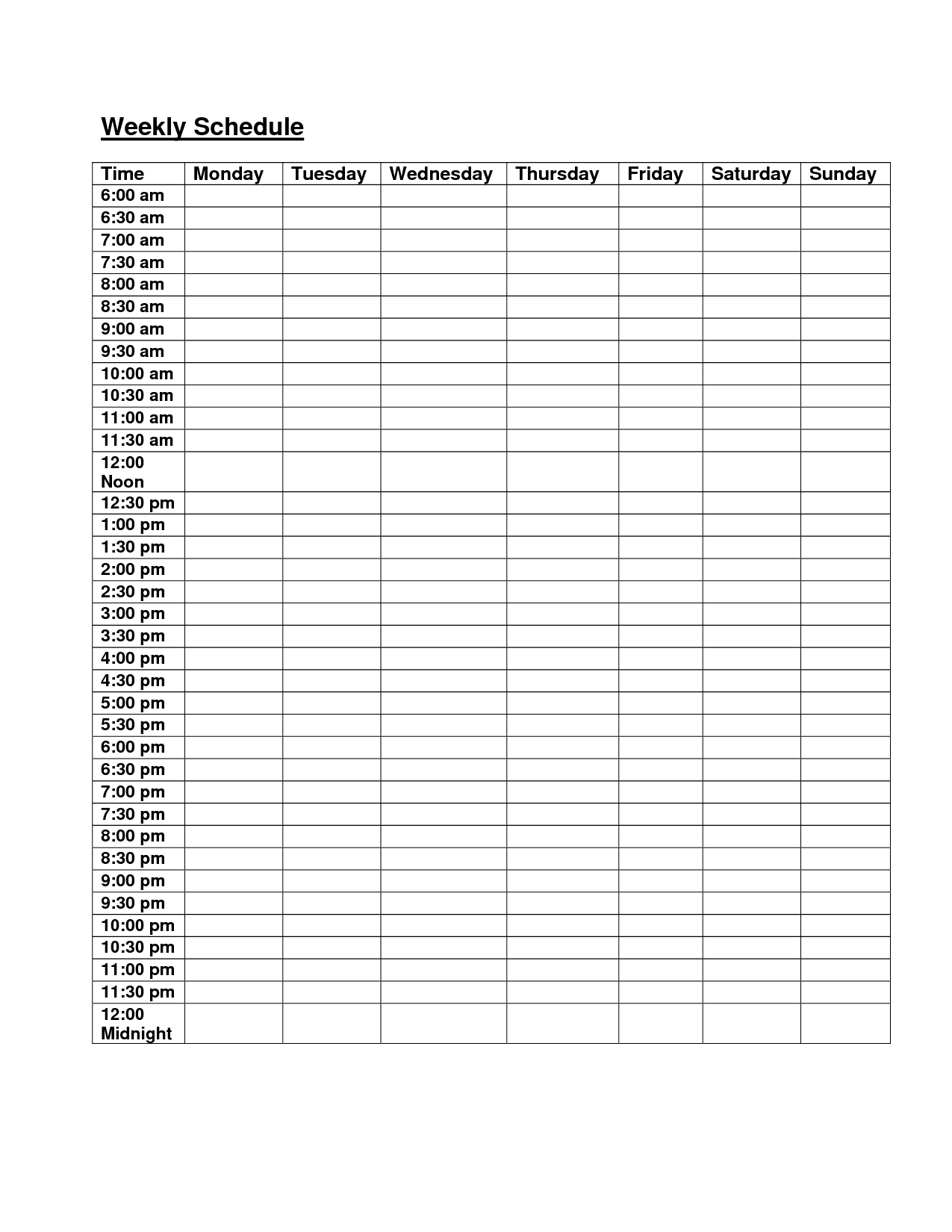 Blank Weekly Calendar Monday Through Friday | Weekly