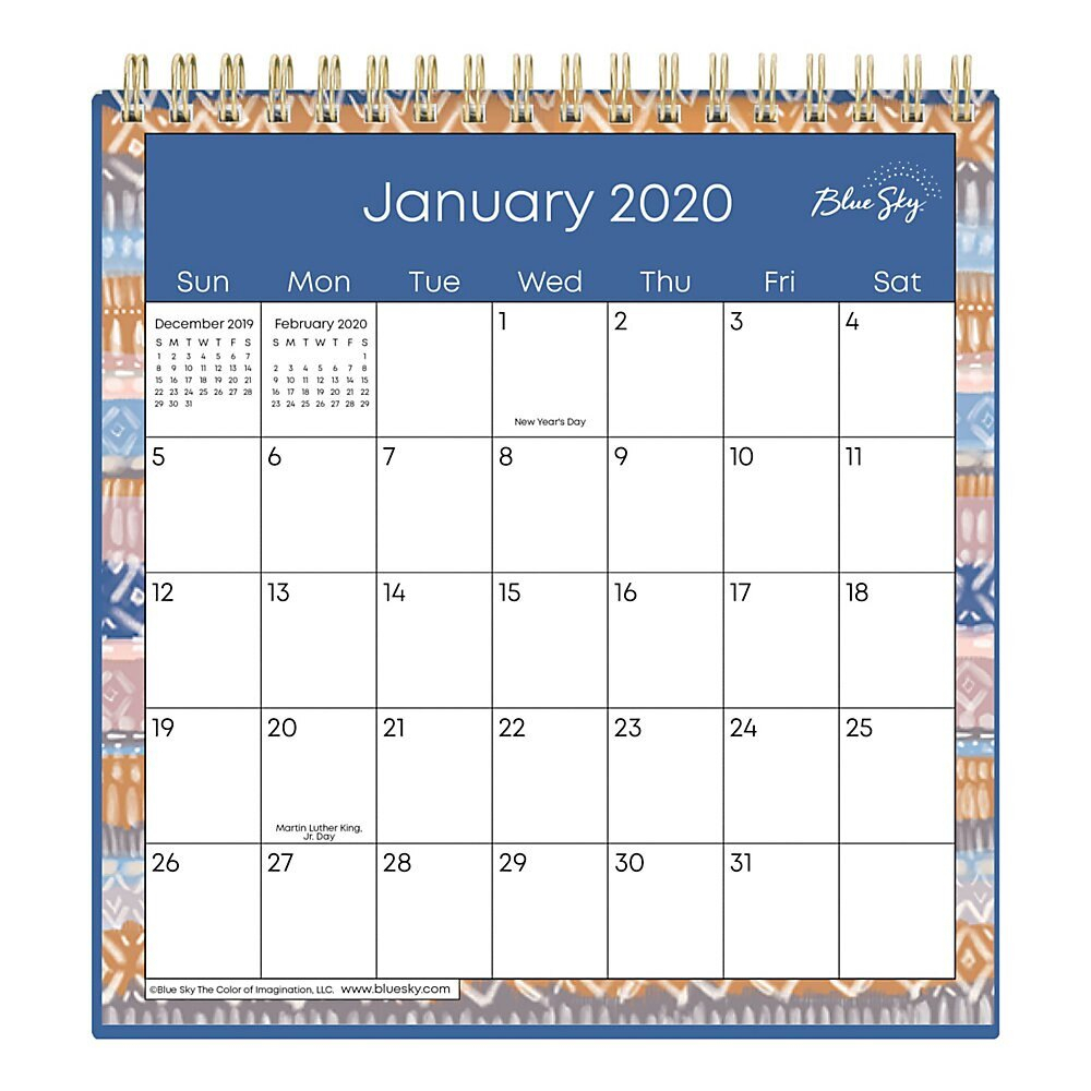 Blue Sky™ Wirebound Desk Calendar With Stand, 6&quot; X 6&quot;, Jasper, January To  December 2020