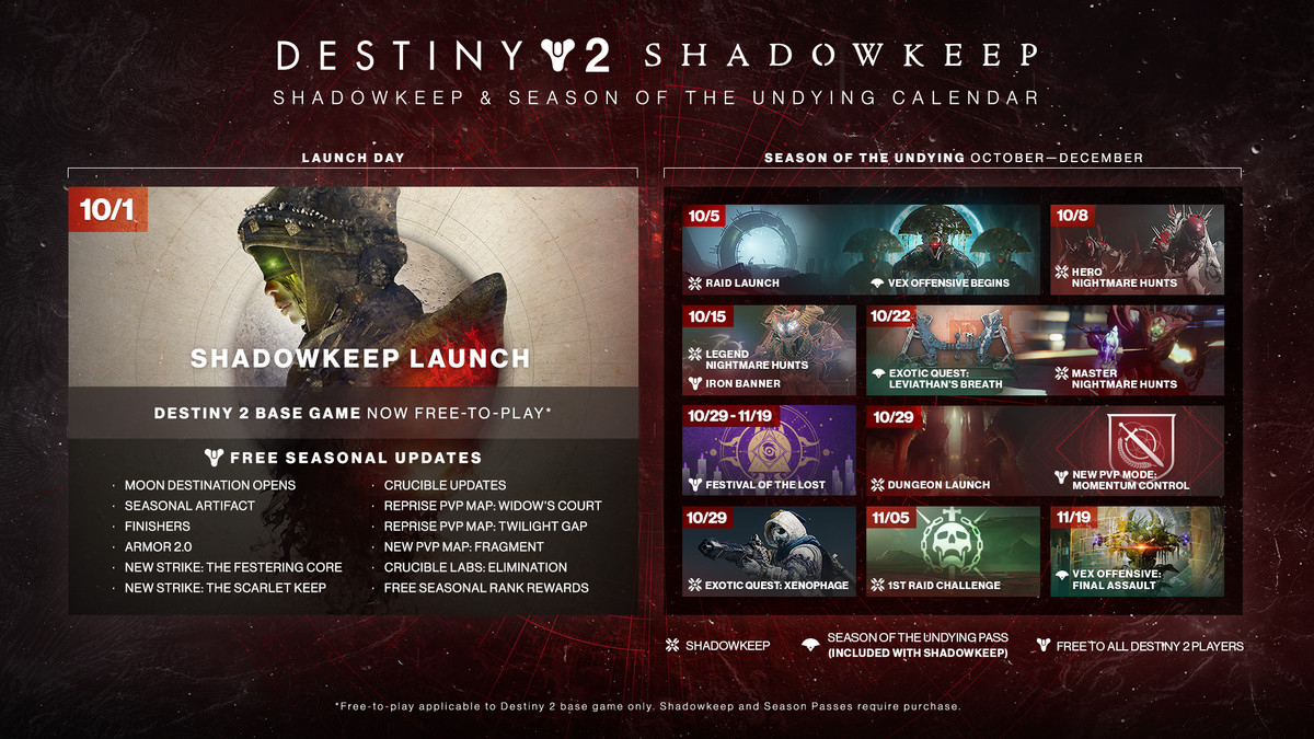 Bungie Reveals Destiny 2: Shadowkeep's Calendar - Polygon