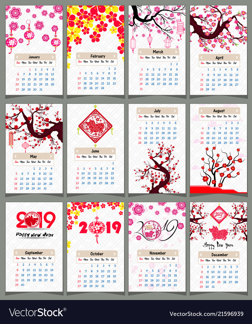 Calendar 2019 Chinese Calendar For Happy New Year