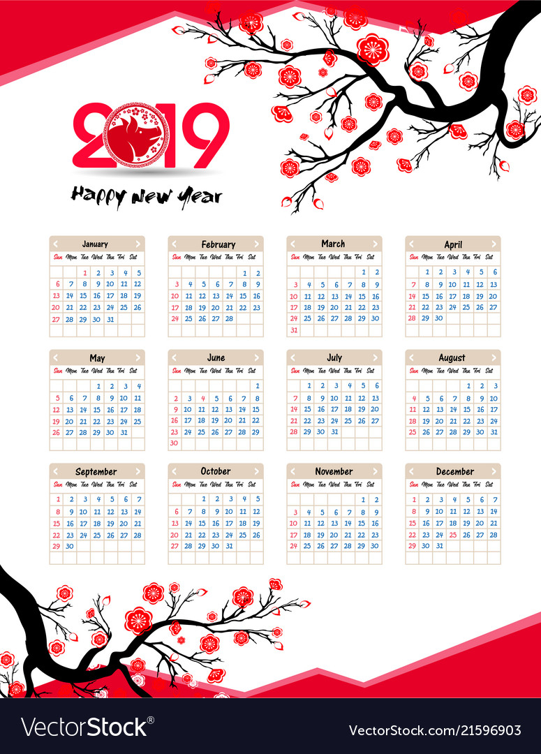 Calendar 2019 Chinese Calendar For Happy New Year