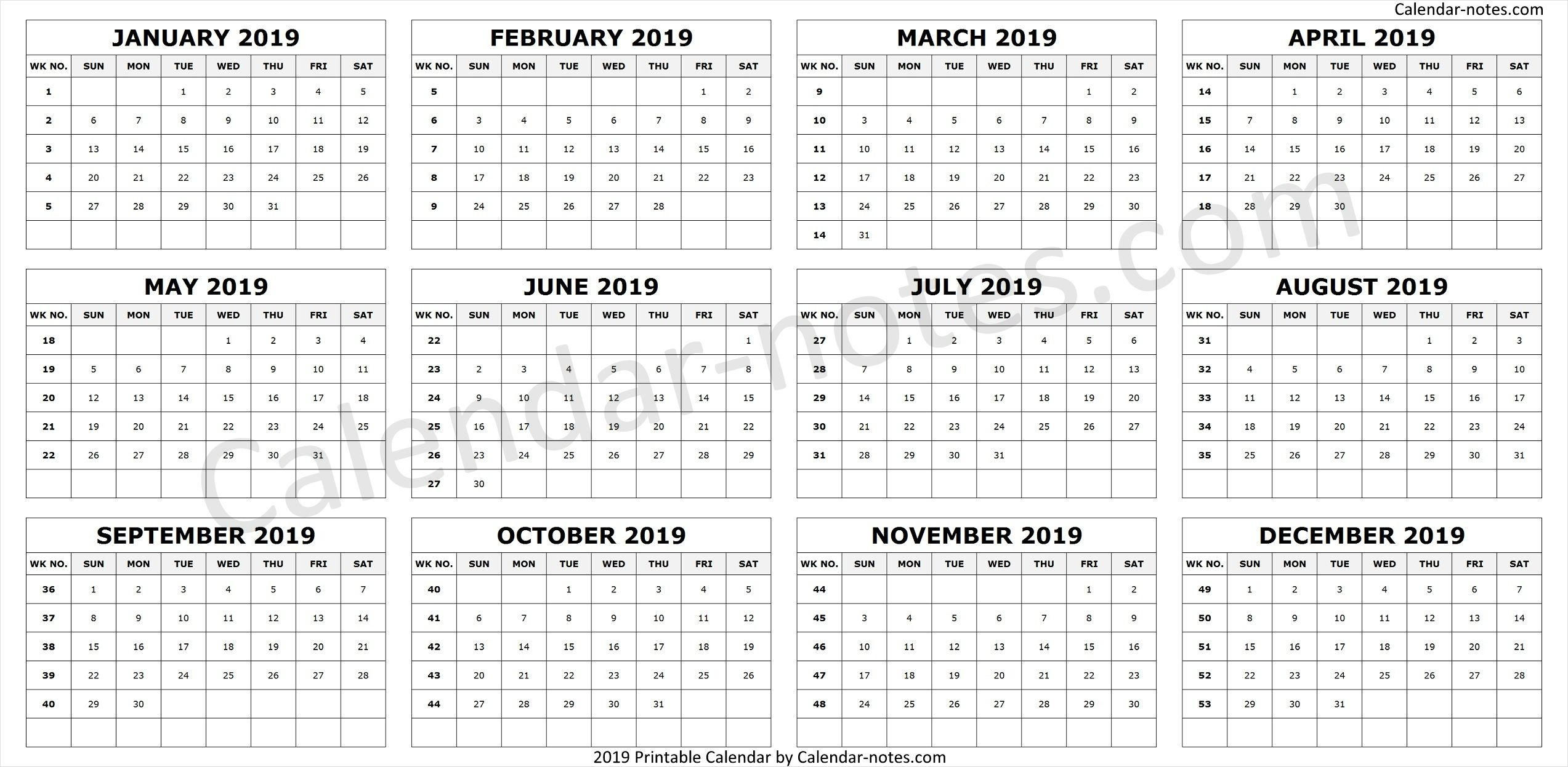 Calendar 2019Week Numbers | Week Number, Calendar 2019