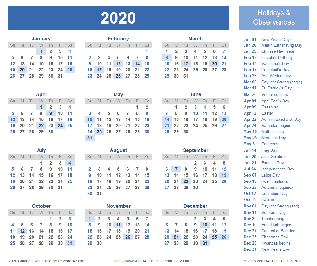 Lex Rich 5 Calendar 2020 Calendar Printables Free Templates