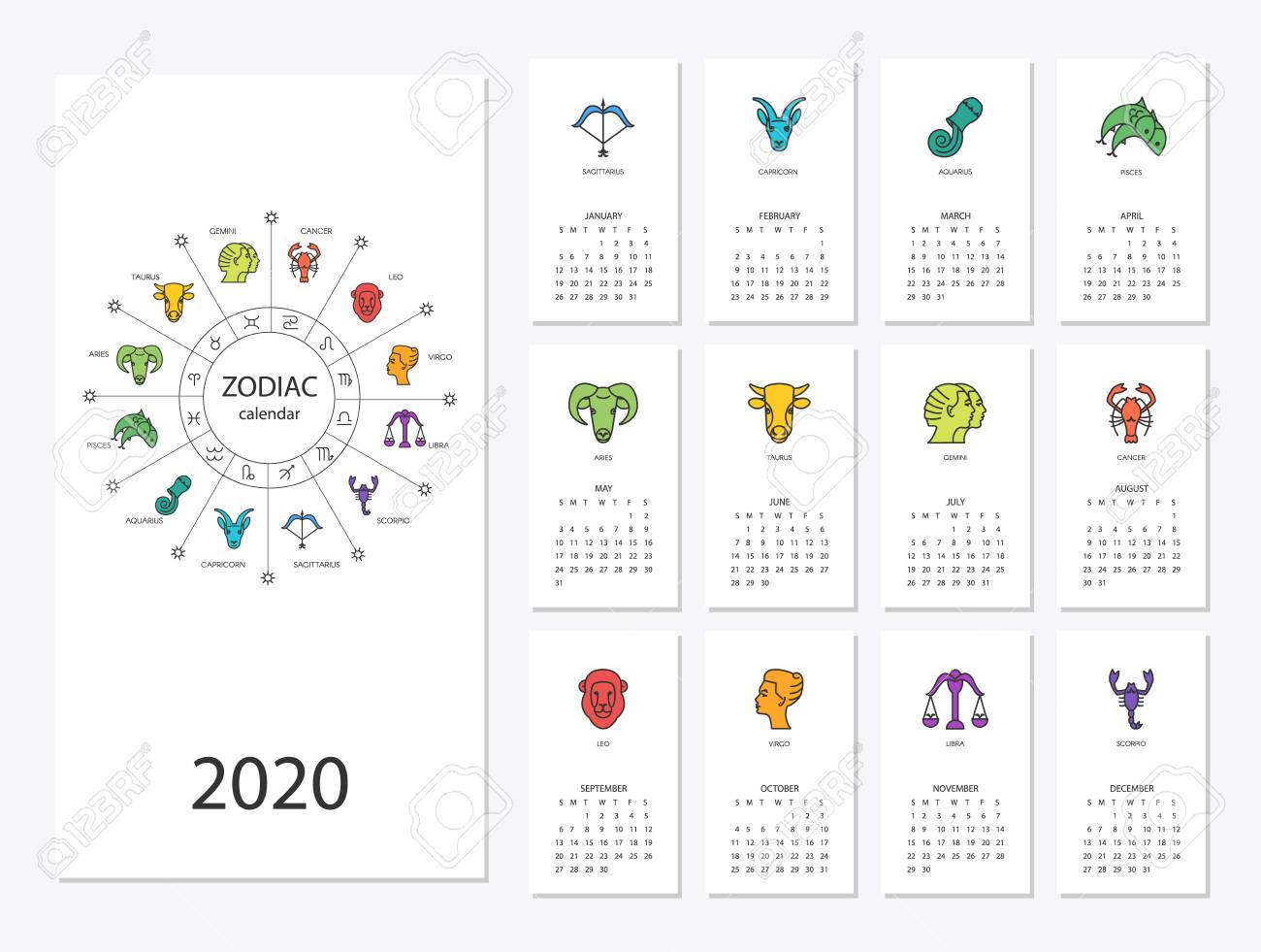 Calendar With Zodiac Signs 2020