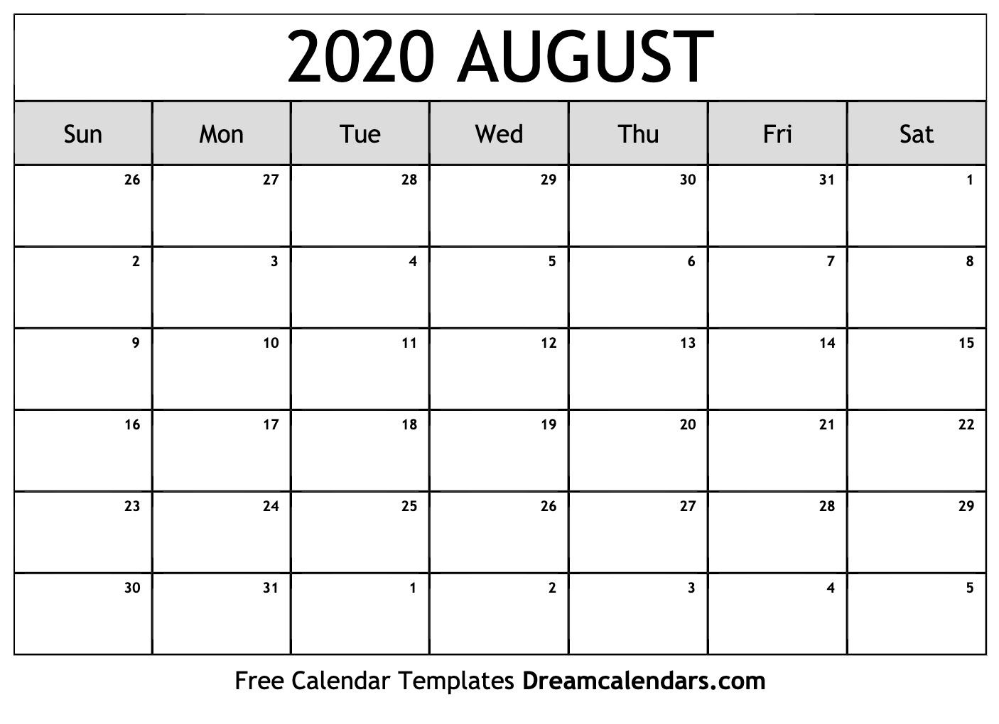 Free Printable Calendar June July August 2020